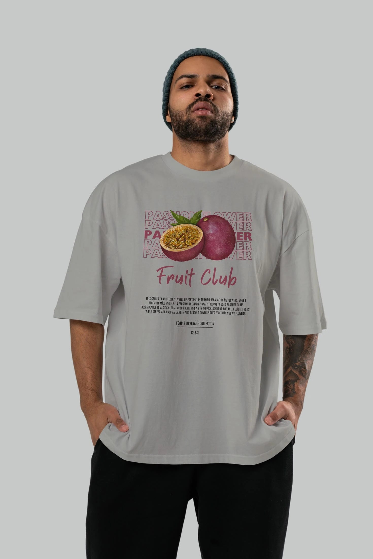 Passionflower Ön Baskılı Oversize t-shirt Erkek Kadın Pamuk Bisiklet Yaka tişort