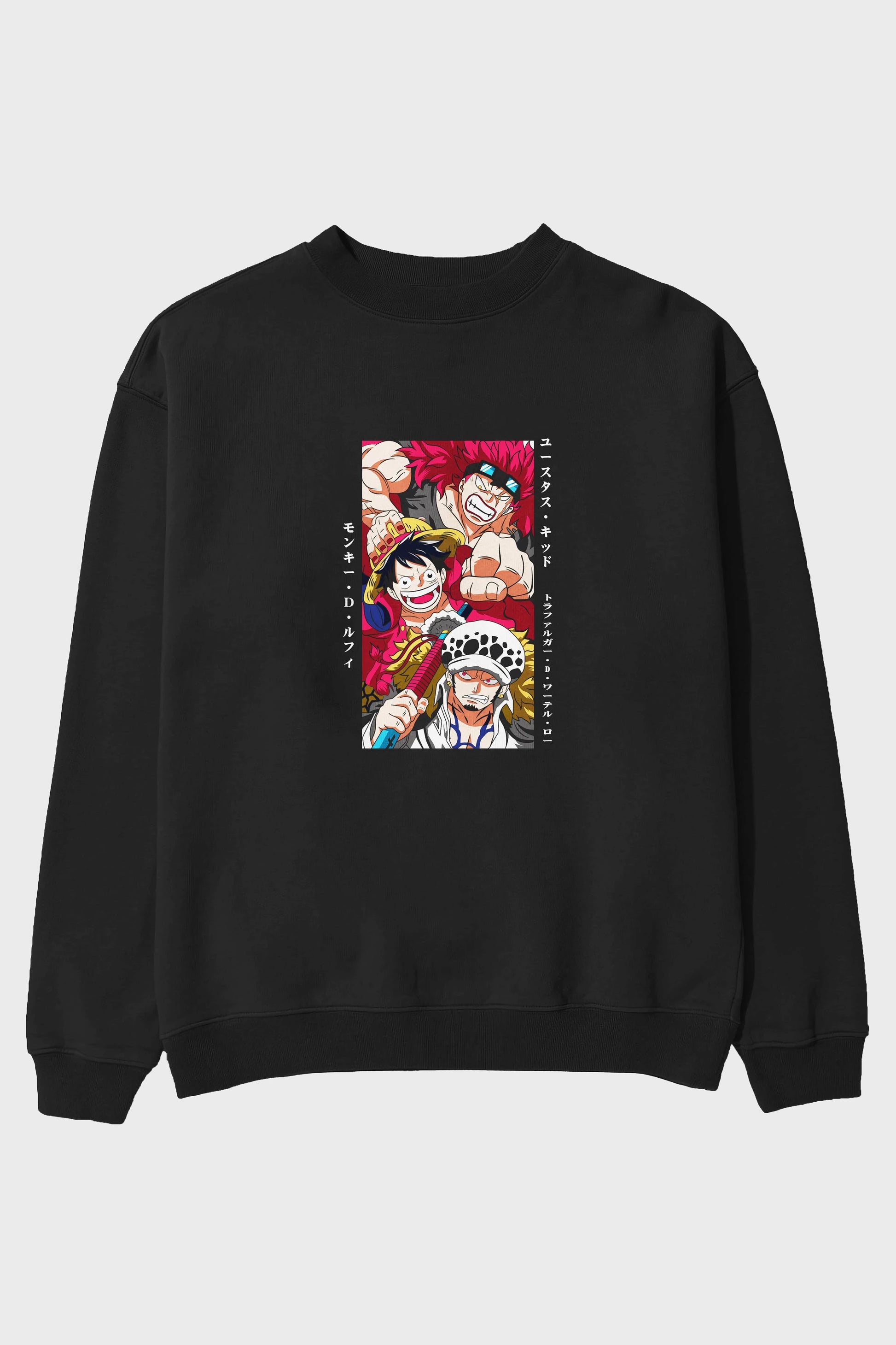 SUPER NOVAS one piece Anime Ön Baskılı Oversize Sweatshirt Erkek Kadın Unisex