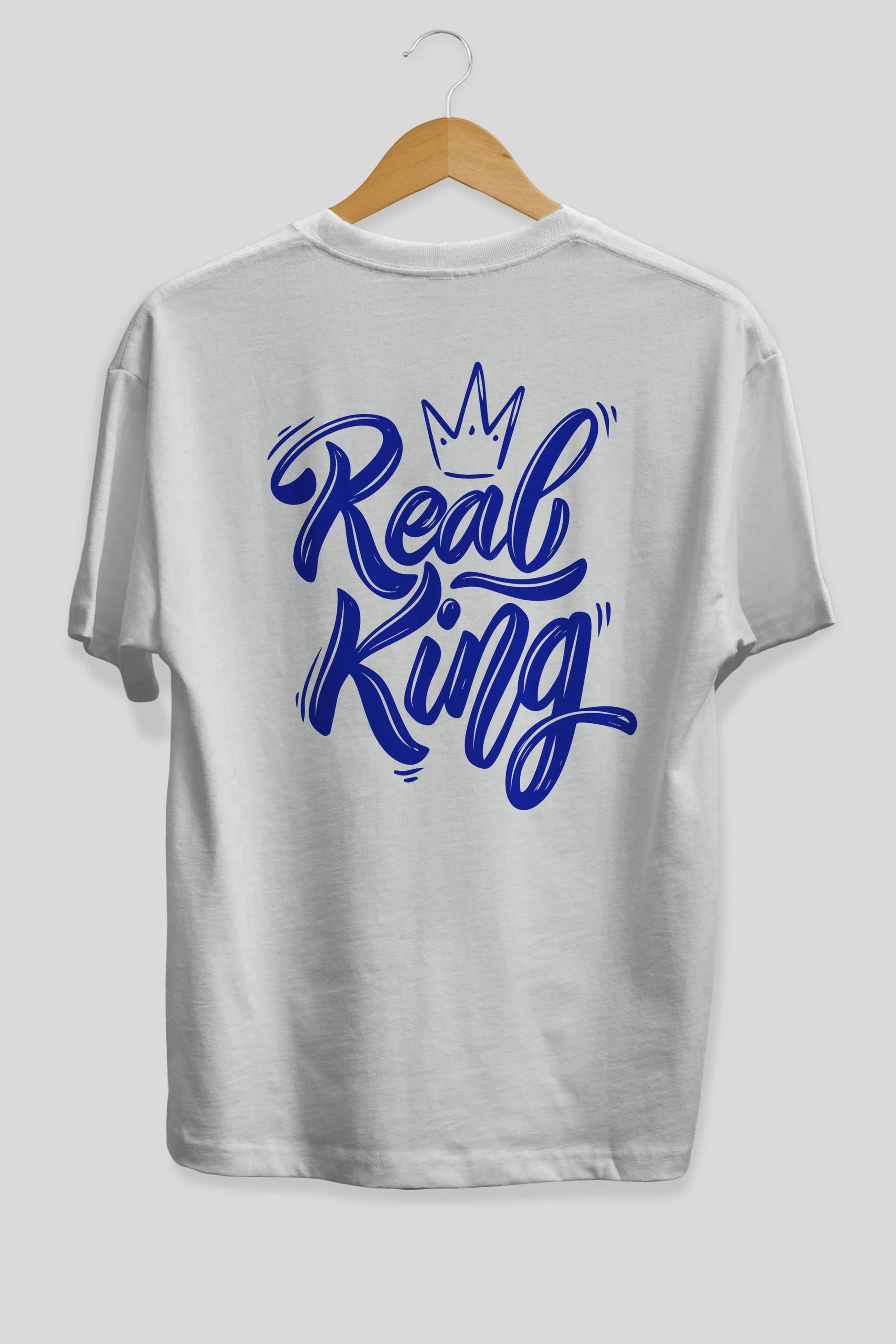 Real King Yazılı Arka Baskılı Oversize t-shirt Erkek Kadın Unisex