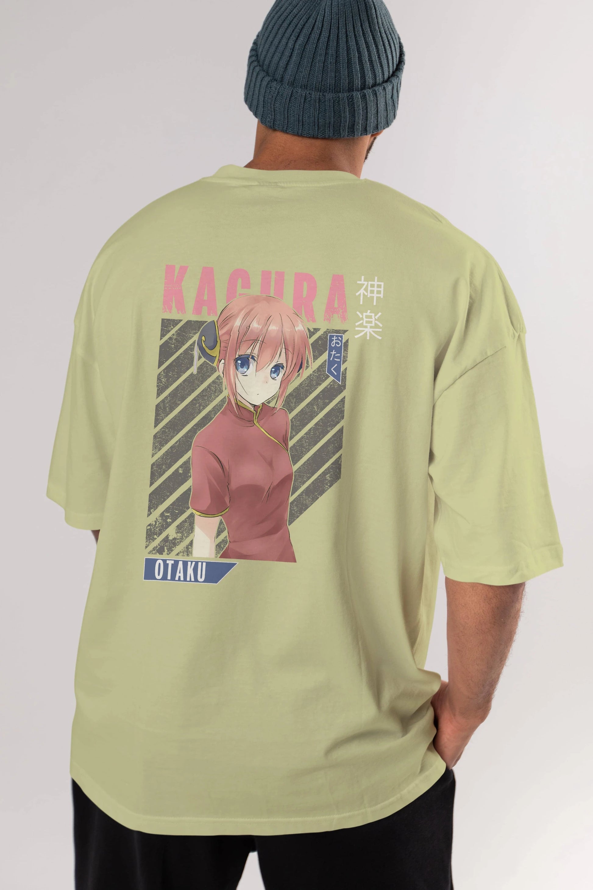 Kagura GINTAMA Anime Arka Baskılı Oversize t-shirt Erkek Kadın Unisex