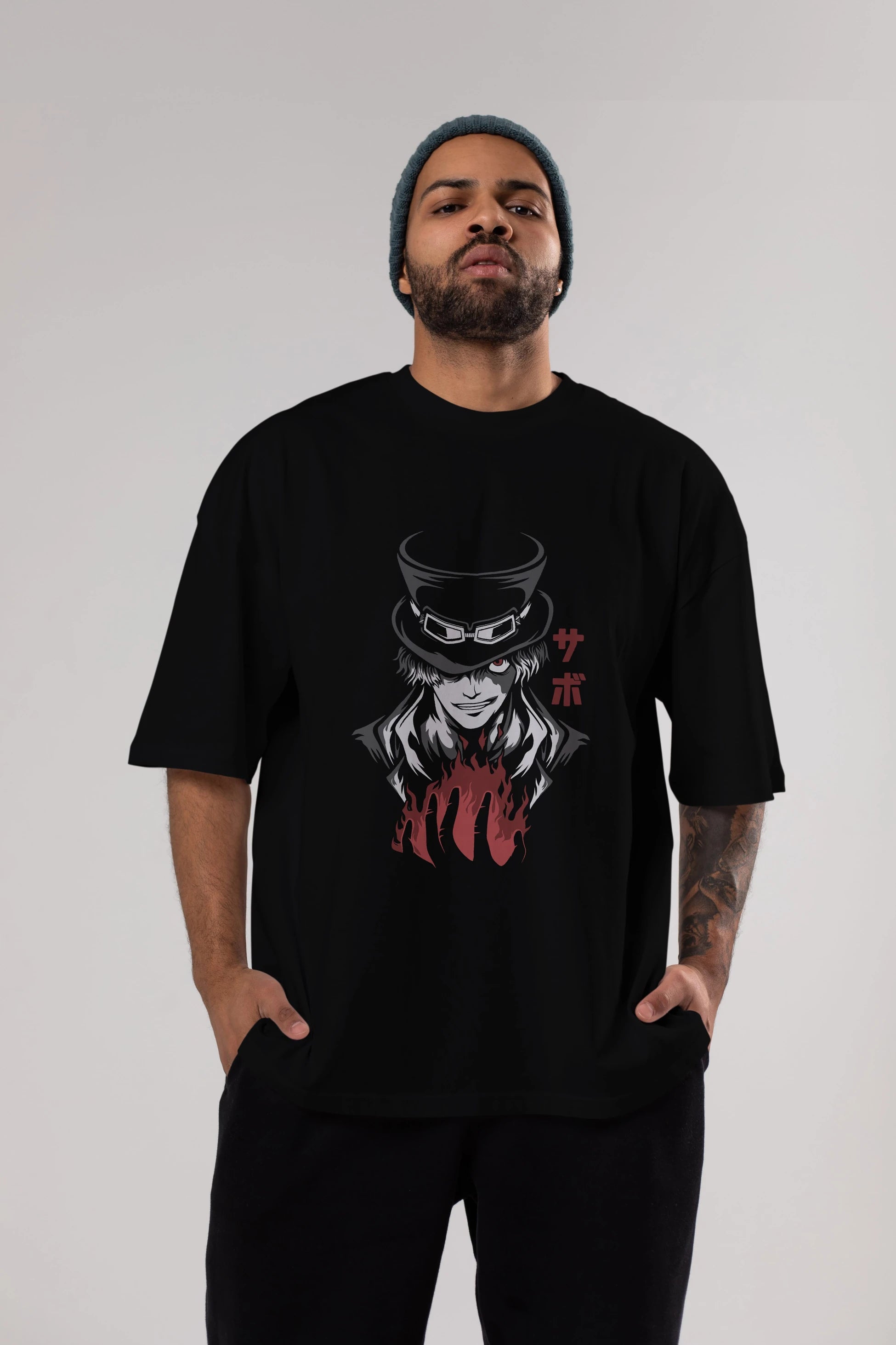 SaboOnePiece Anime Ön Baskılı Oversize t-shirt %100 pamuk Erkek Kadın Unisex
