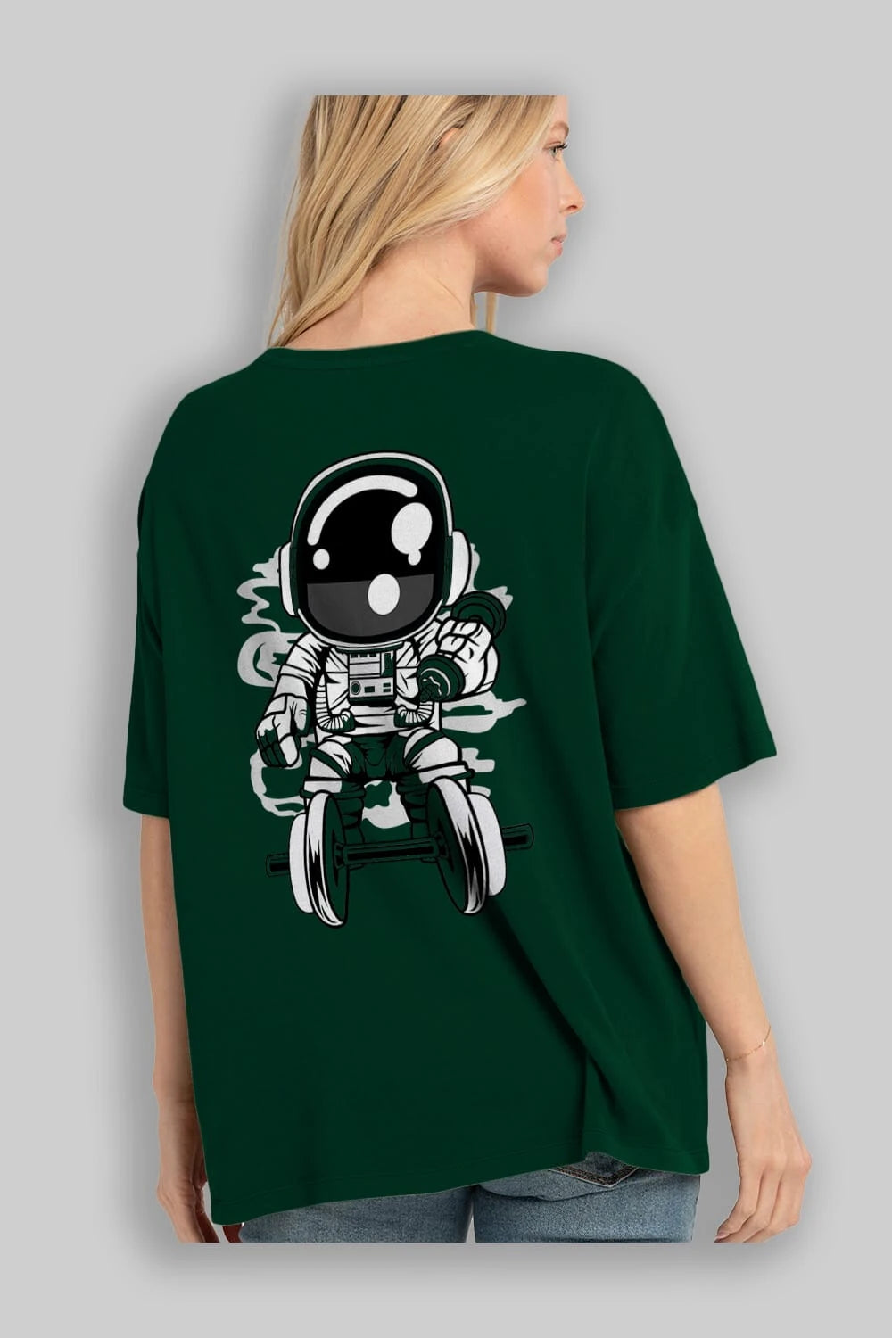 Astronaut Gym Arka Baskılı Oversize t-shirt Erkek Kadın Unisex
