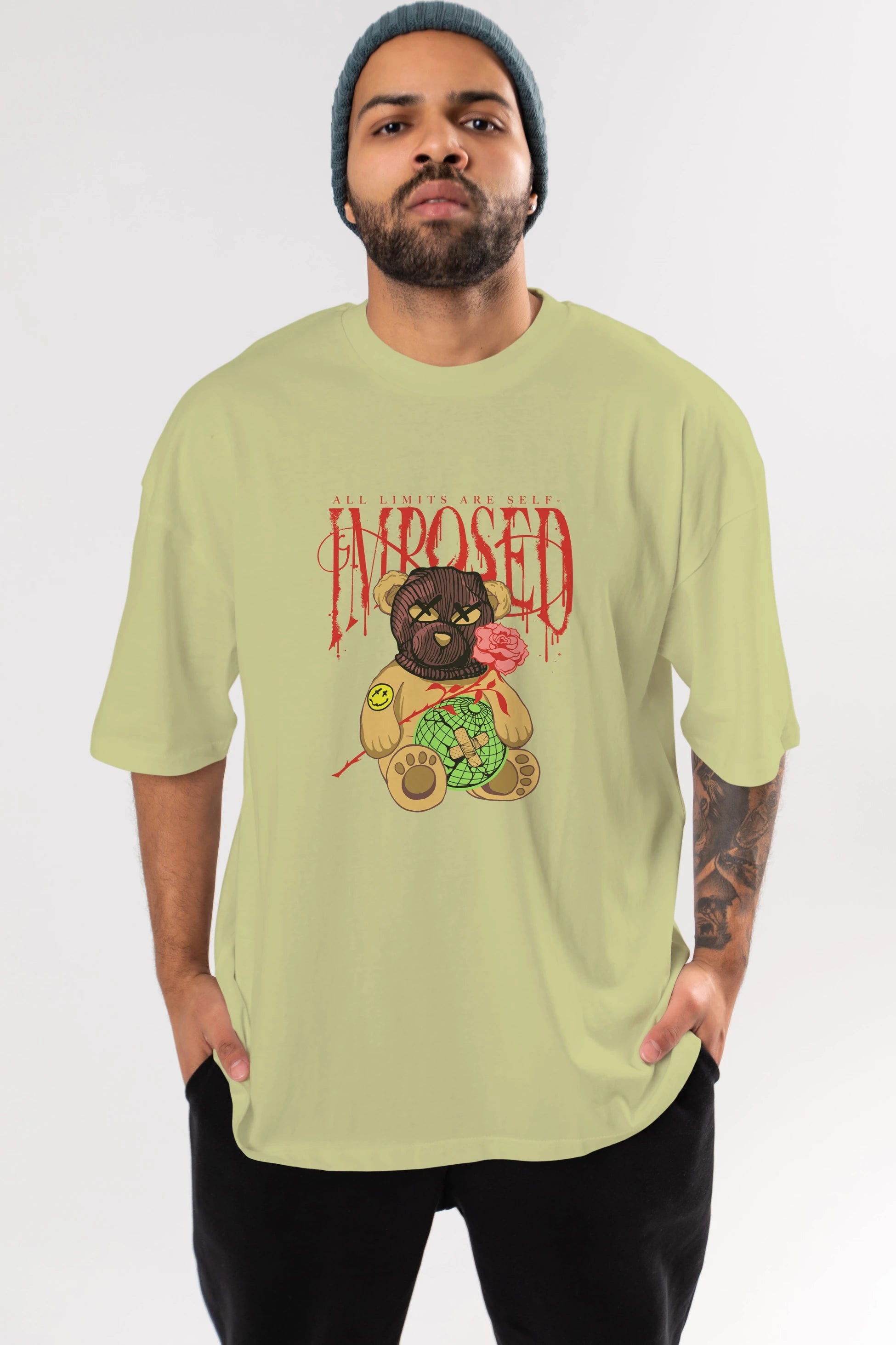 All Limits Bear Ön Baskılı Oversize t-shirt Erkek Kadın Unisex