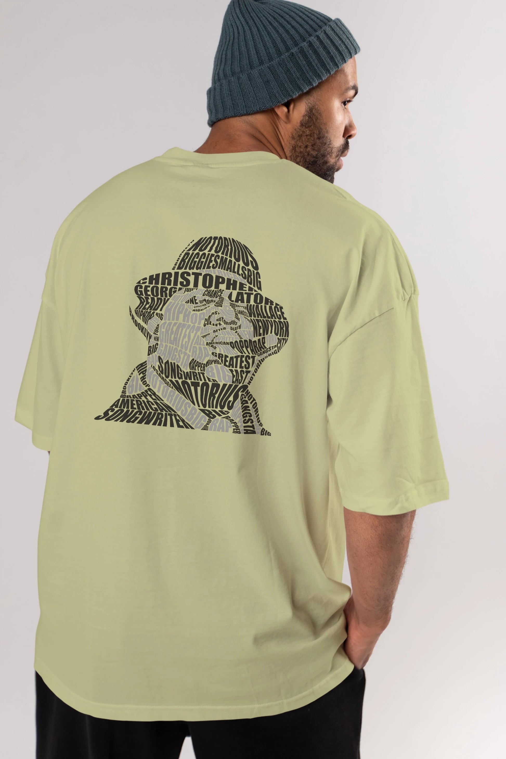 Notorious Big Calligram Arka Baskılı Oversize t-shirt %100 pamuk Erkek Kadın Unisex
