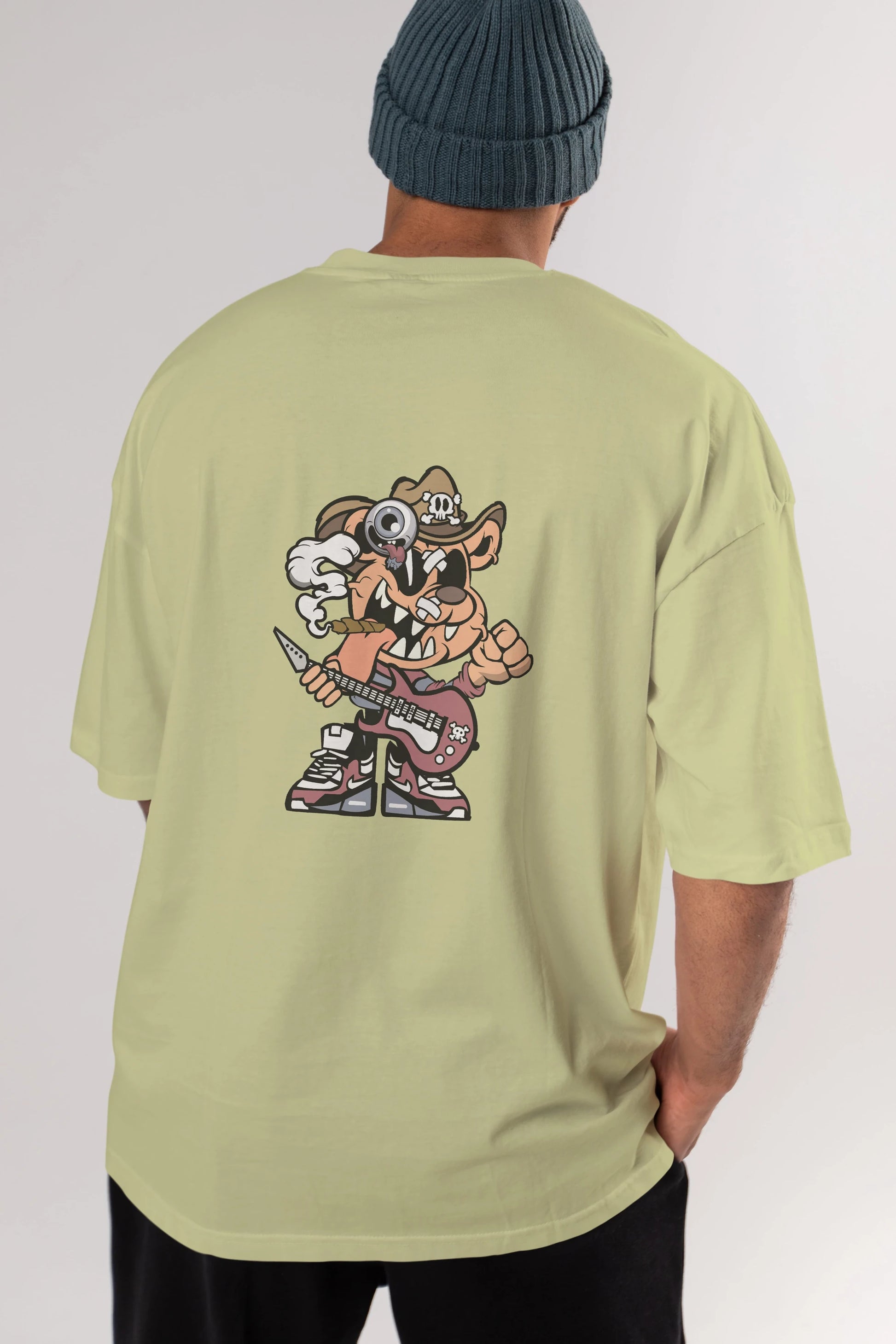 Freddy Bear Arka Baskılı Oversize t-shirt Erkek Kadın Unisex %100 Pamuk tişort