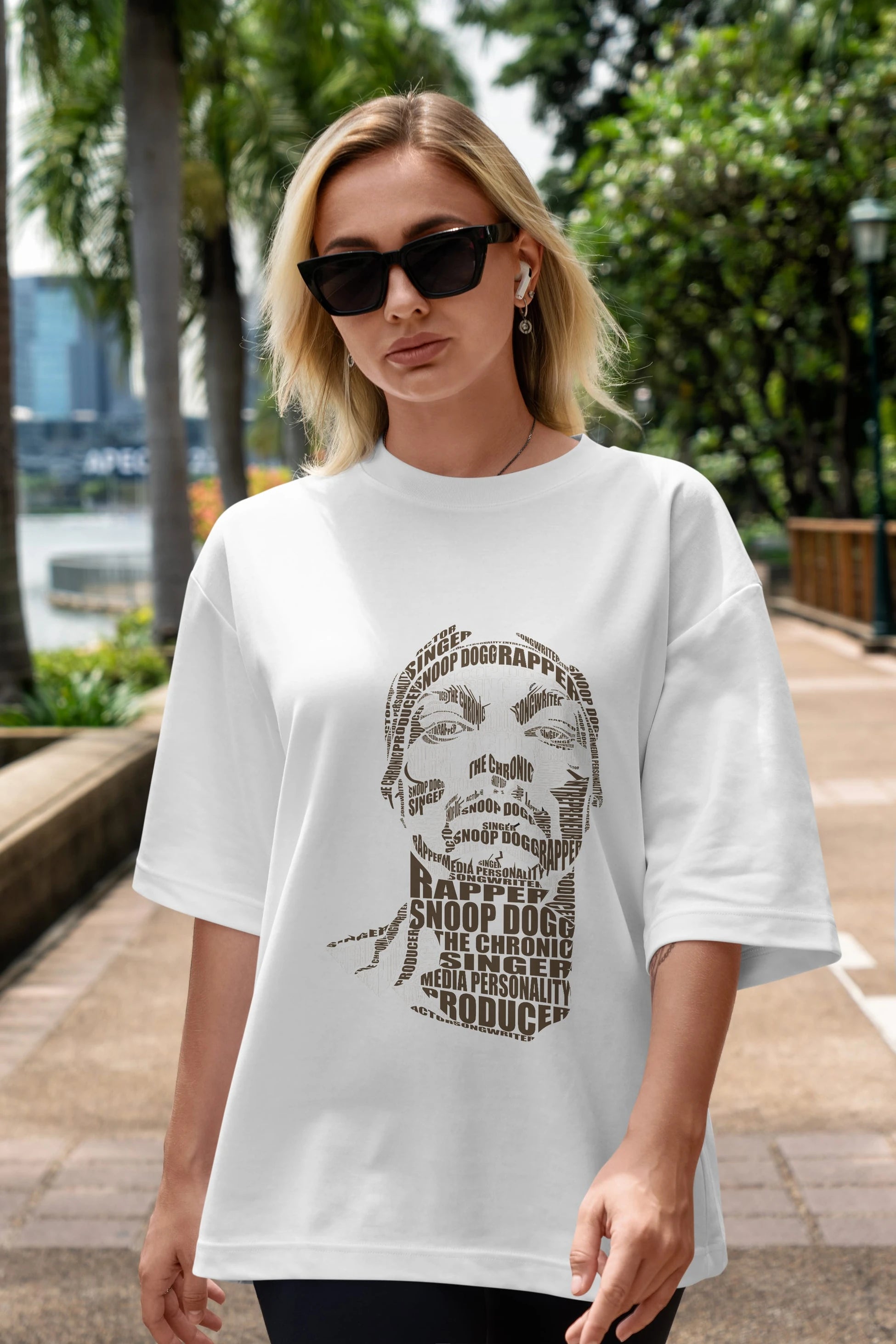 Snoop Dogg Calligram Ön Baskılı Oversize t-shirt %100 pamuk Erkek Kadın Unisex