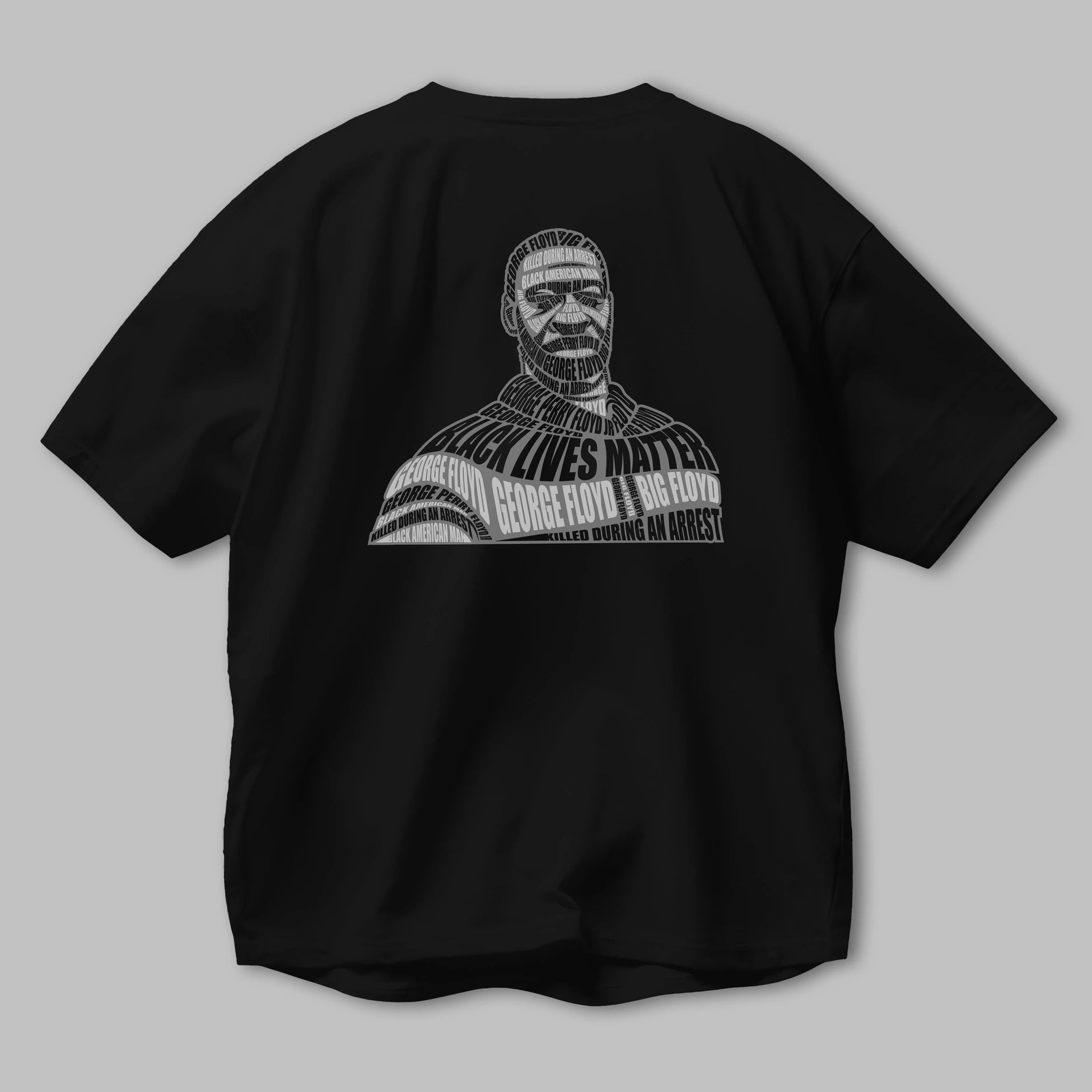 George Floyd Calligram Arka Baskılı Oversize t-shirt %100 pamuk Erkek Kadın Unisex