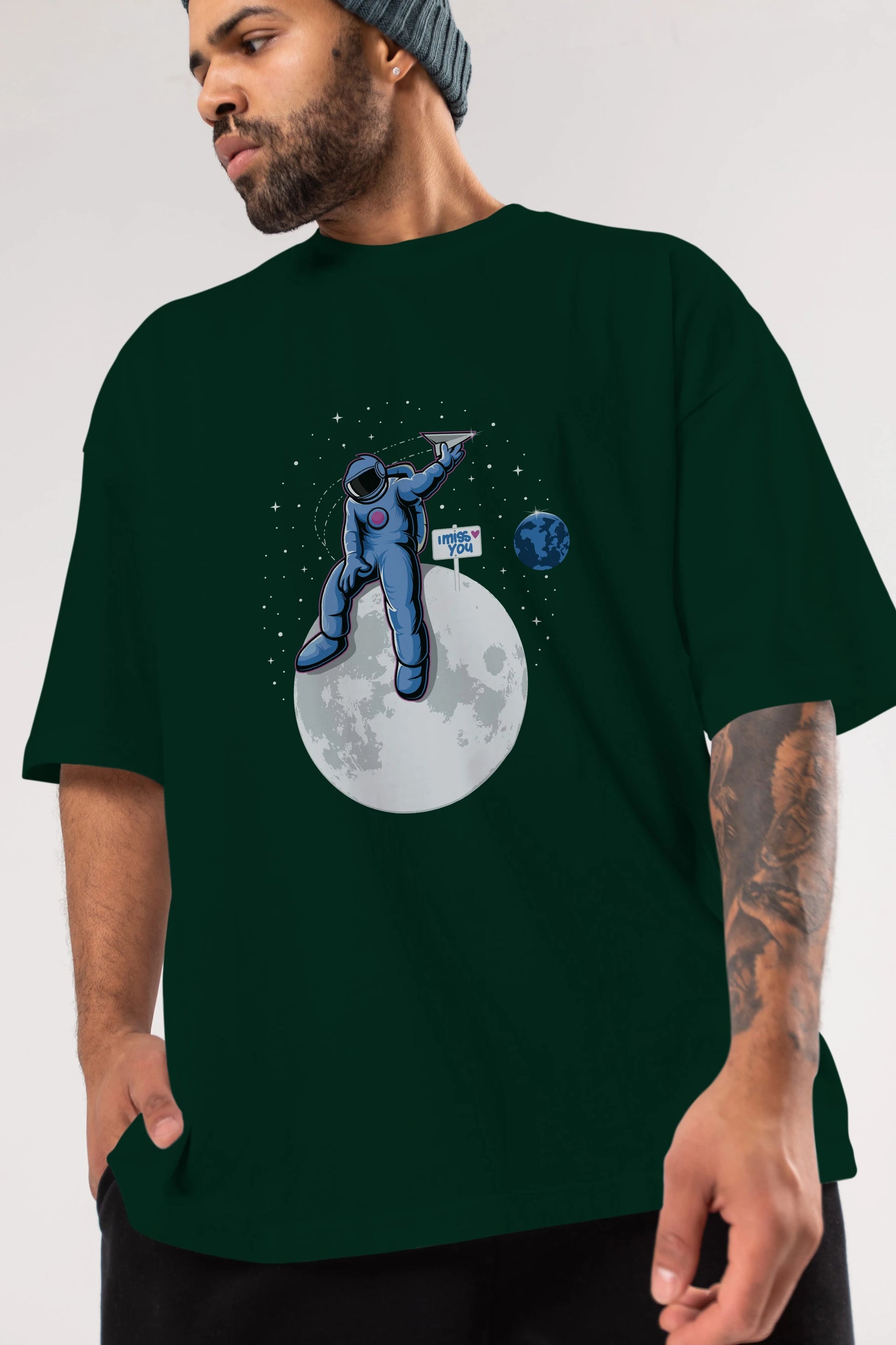 Astro Missing Earth Ön Baskılı Oversize t-shirt Erkek Kadın Unisex