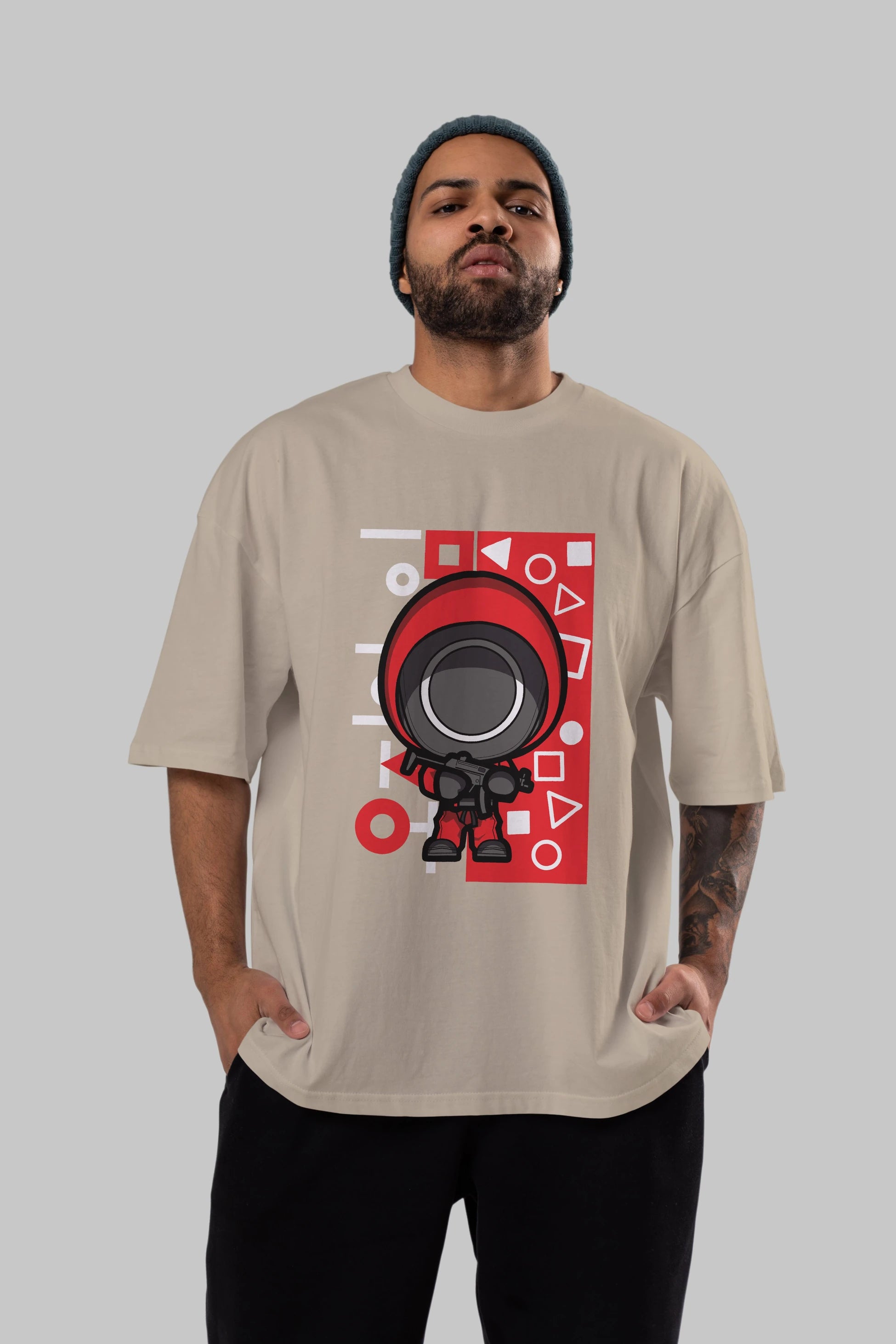 Squid Game (4) Ön Baskılı Oversize t-shirt Erkek Kadın Unisex %100 Pamuk Bisiklet Yaka tişort