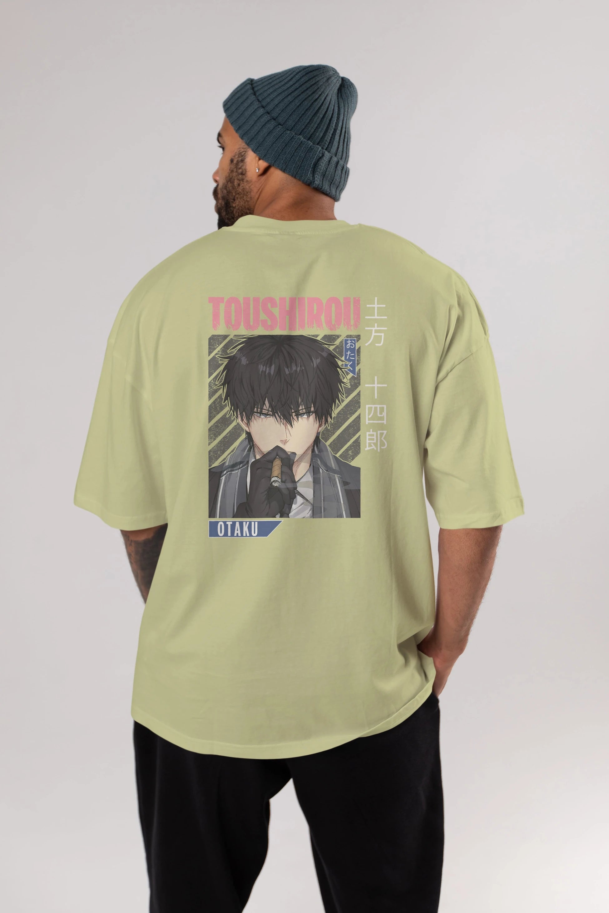 Toushirou Hijikata 2 Anime Arka Baskılı Oversize t-shirt Erkek Kadın Unisex