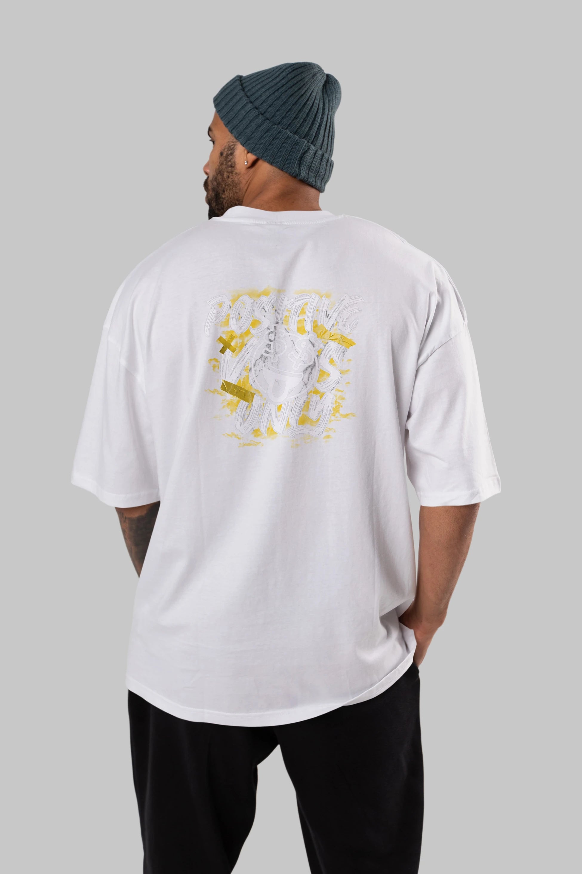 Positive Only Arka Baskılı Oversize t-shirt Erkek Kadın Unisex