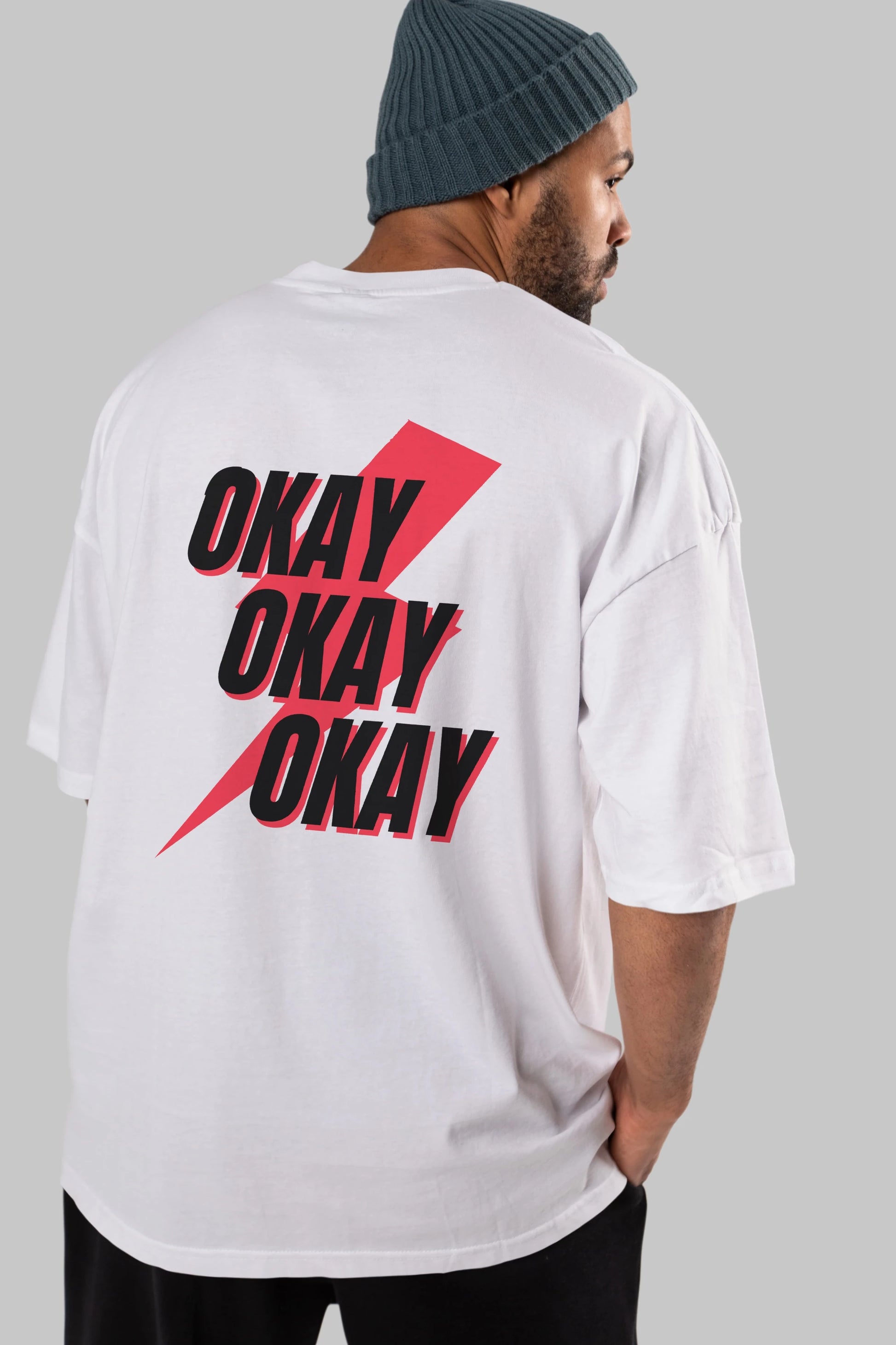 Okay Arka Baskılı Oversize t-shirt Erkek Kadın Unisex