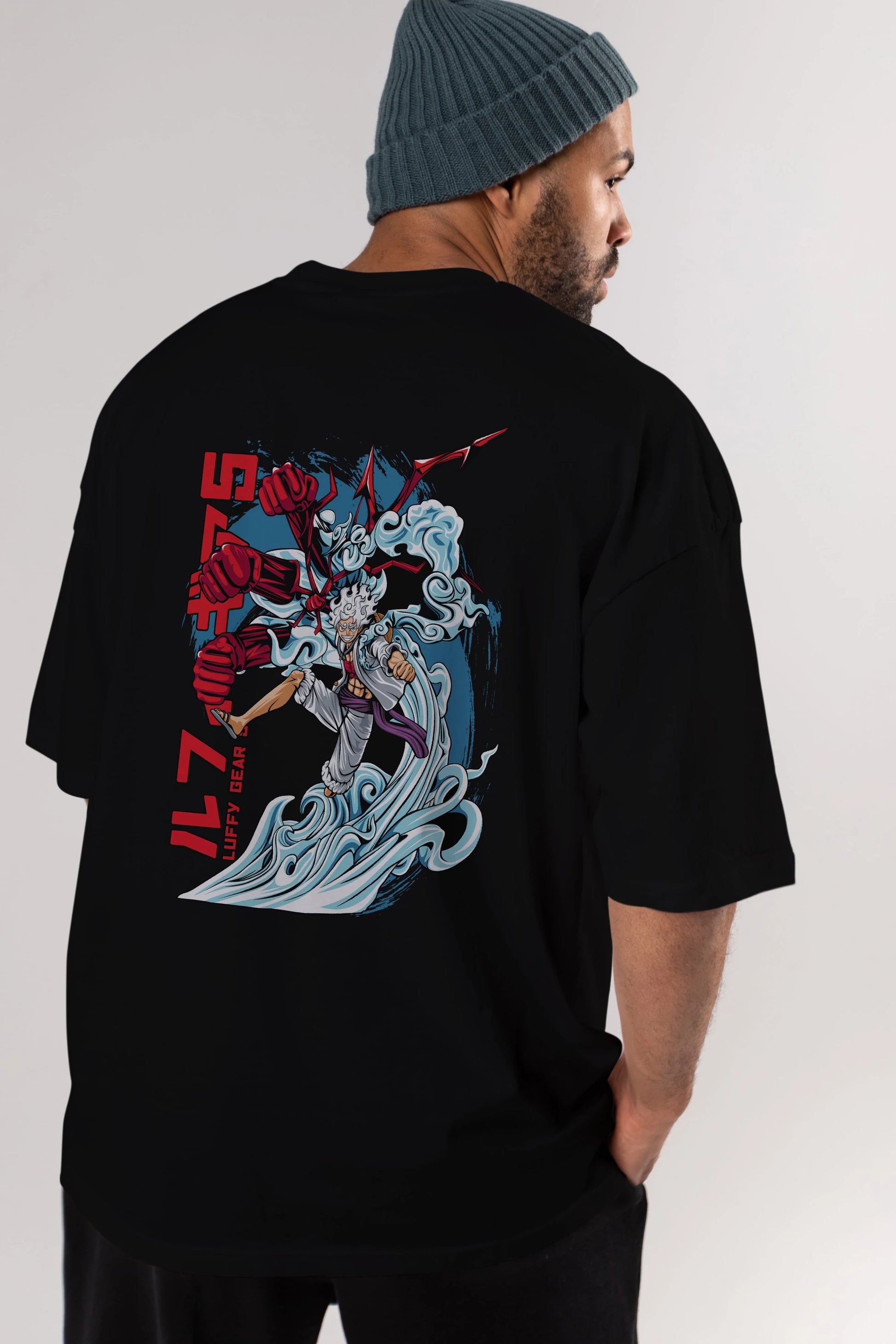 MONKEY D. LUFFY GEAR5 2 Anime Arka Baskılı Oversize t-shirt Erkek Kadın Unisex