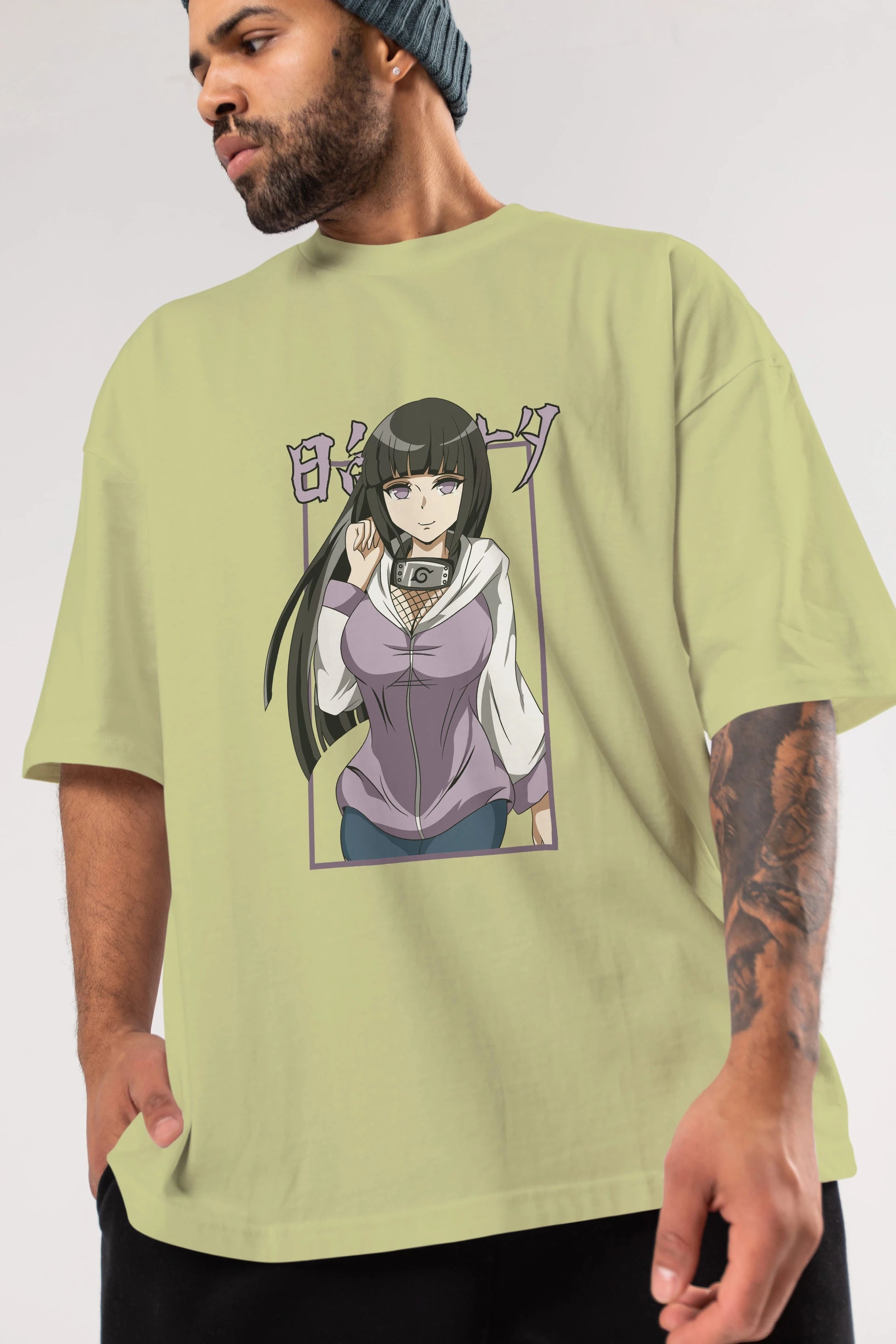Hinata NARUTO Anime Ön Baskılı Oversize t-shirt %100 pamuk Erkek Kadın Unisex