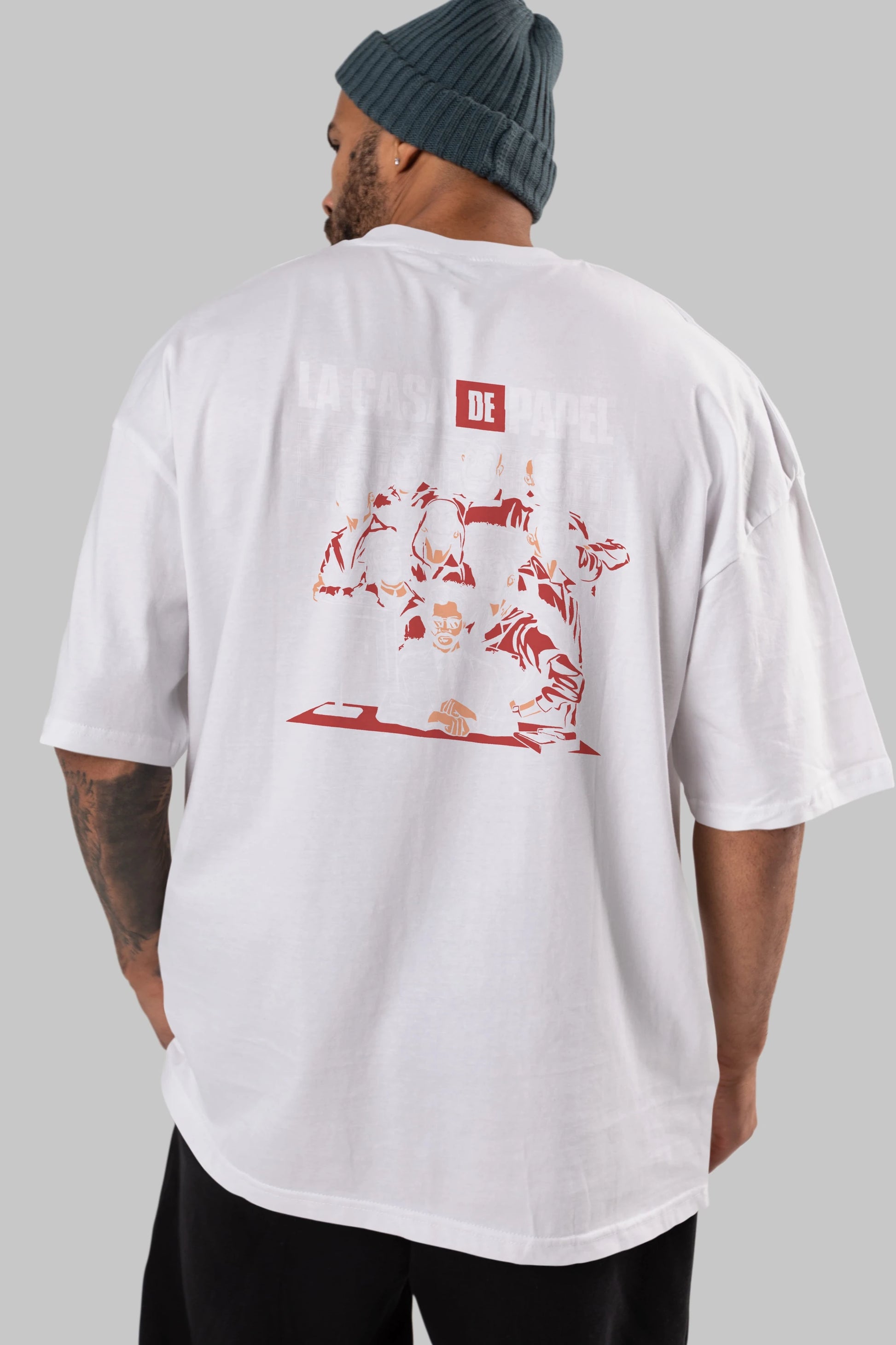 La Casa De Papel (5) Arka Baskılı Oversize t-shirt Erkek Kadın Unisex %100 Pamuk Bisiklet Yaka tişort