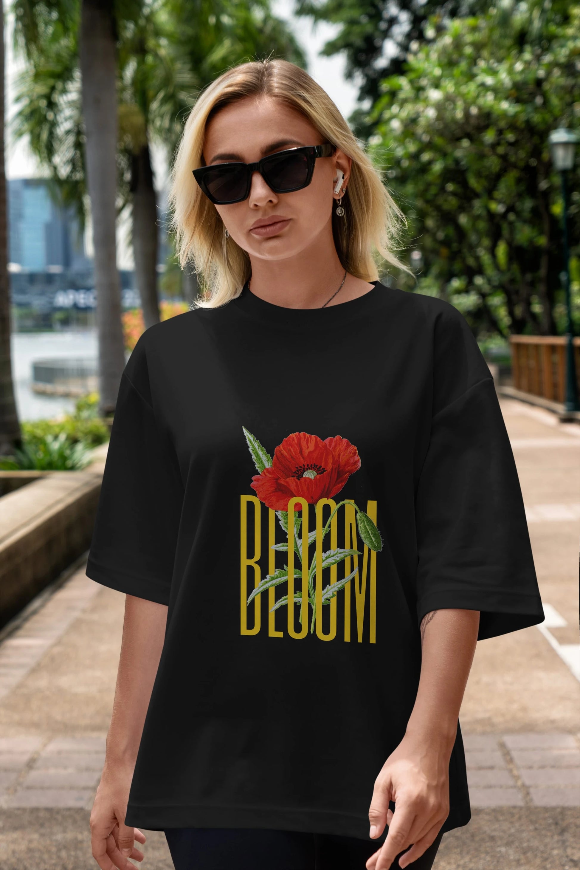 Bloom Flower Ön Baskılı Oversize t-shirt Erkek Kadın Unisex