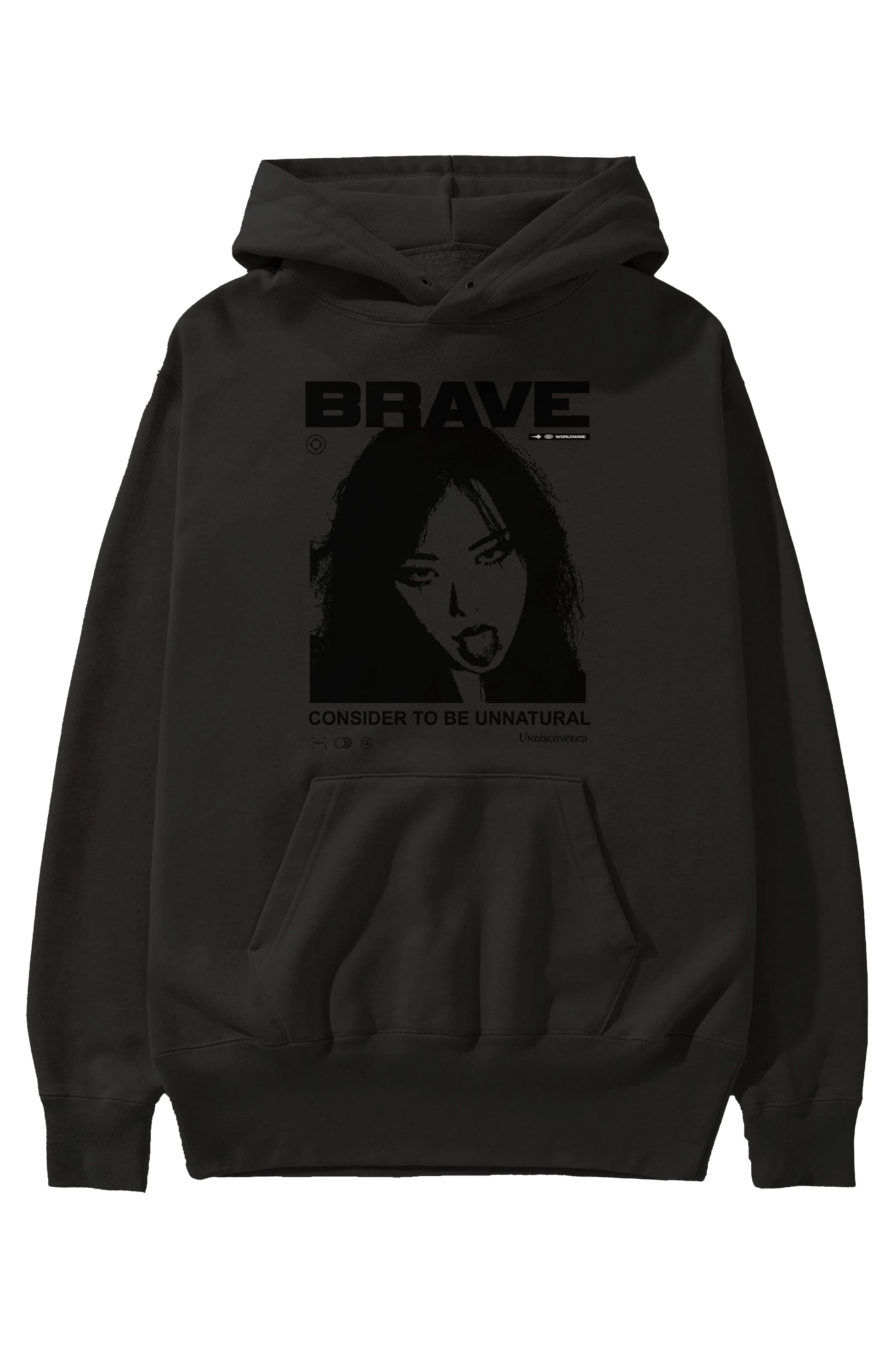 Brave Ön Baskılı Hoodie Oversize Kapüşonlu Sweatshirt Erkek Kadın Unisex