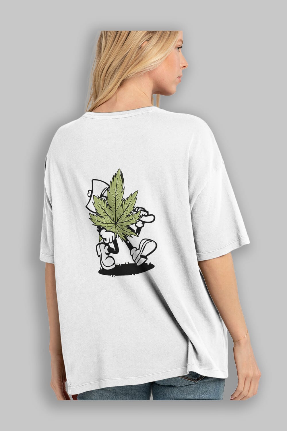Weed Arka Baskılı Oversize t-shirt Erkek Kadın Unisex %100 Pamuk tişort