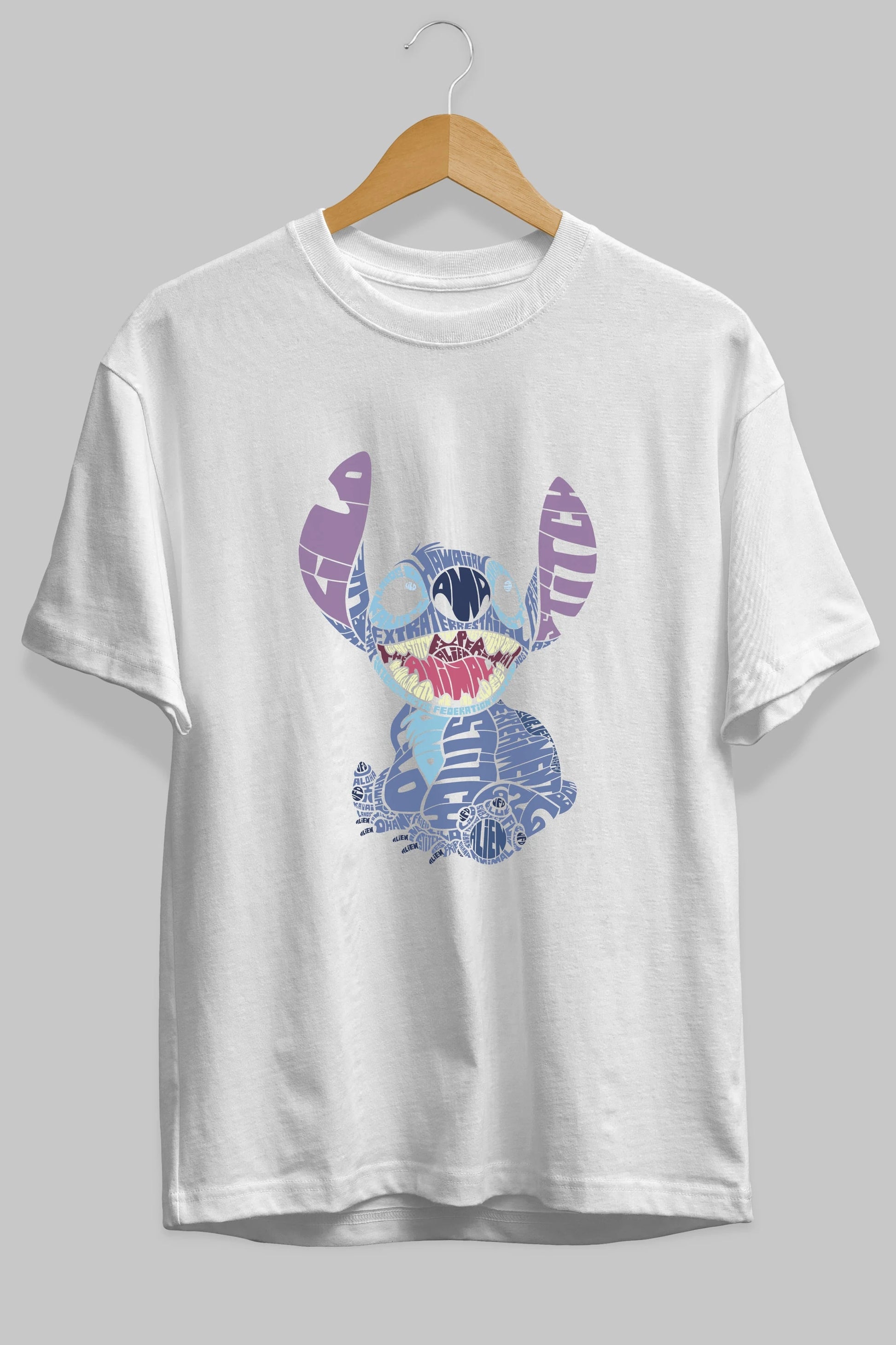 Stitch Ön Baskılı Oversize t-shirt %100 pamuk Erkek Kadın Unisex