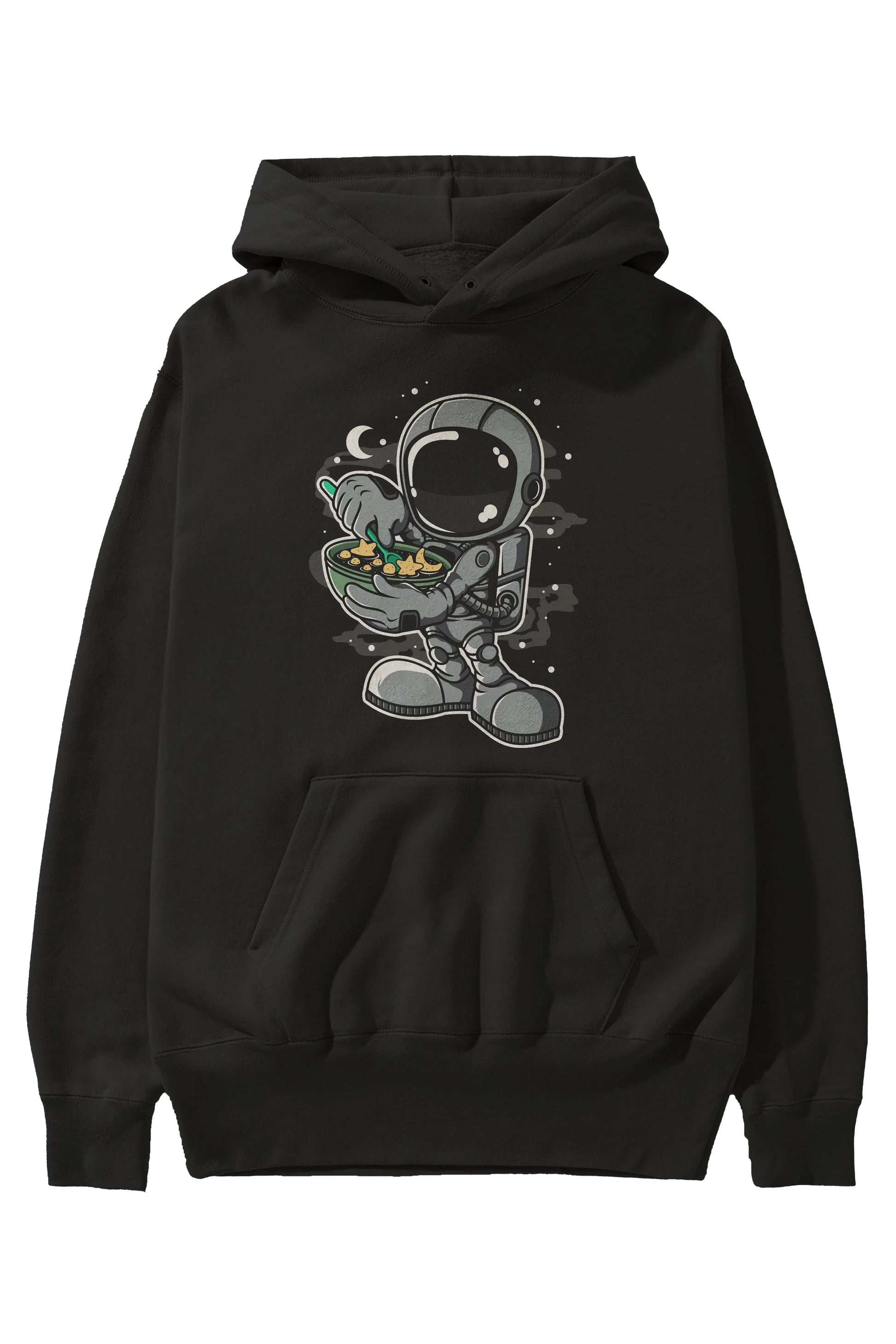 Astronaut Star Flakes Ön Baskılı Hoodie Oversize Kapüşonlu Sweatshirt Erkek Kadın Unisex