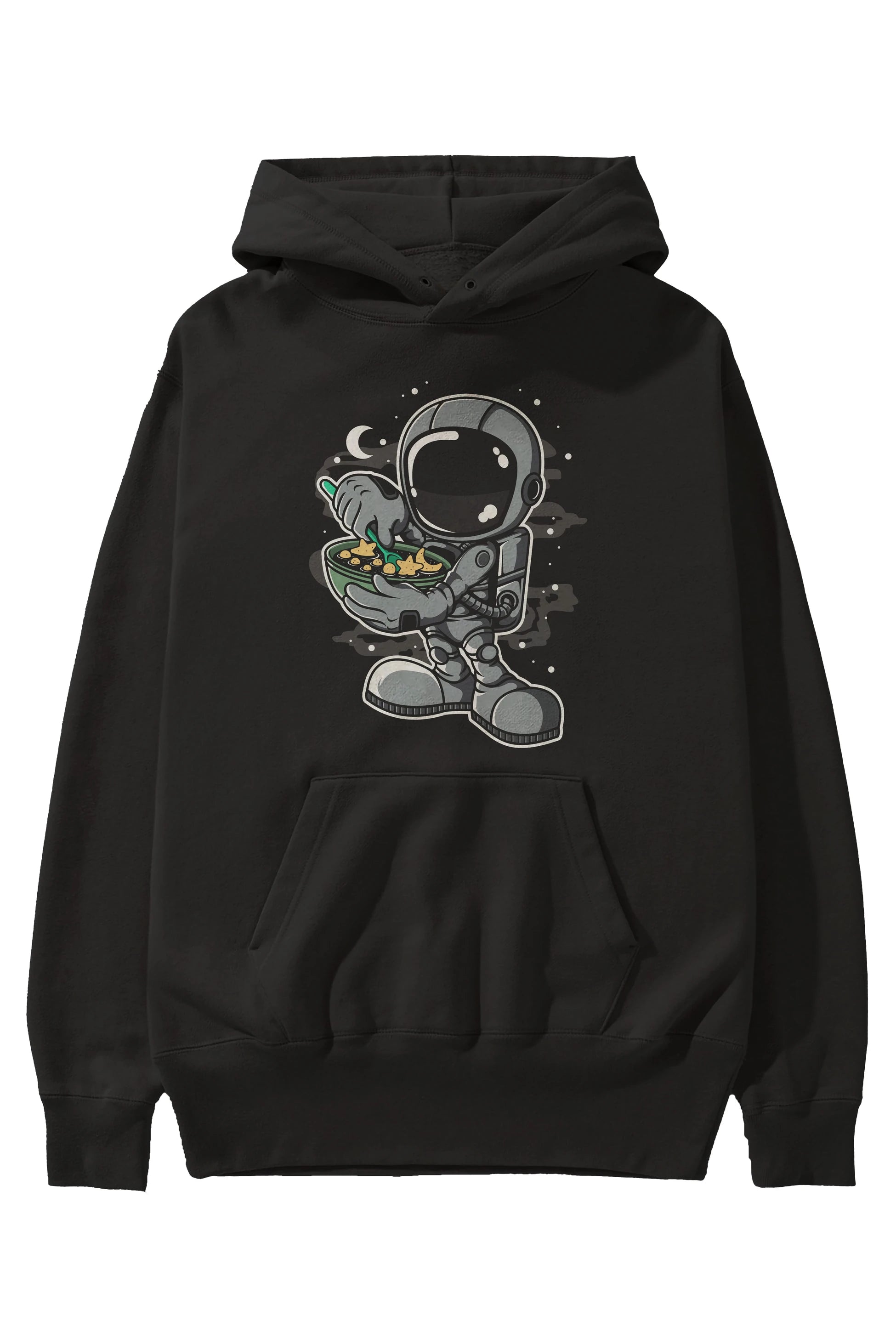 Astronaut Star Flakes Ön Baskılı Hoodie Oversize Kapüşonlu Sweatshirt Erkek Kadın Unisex