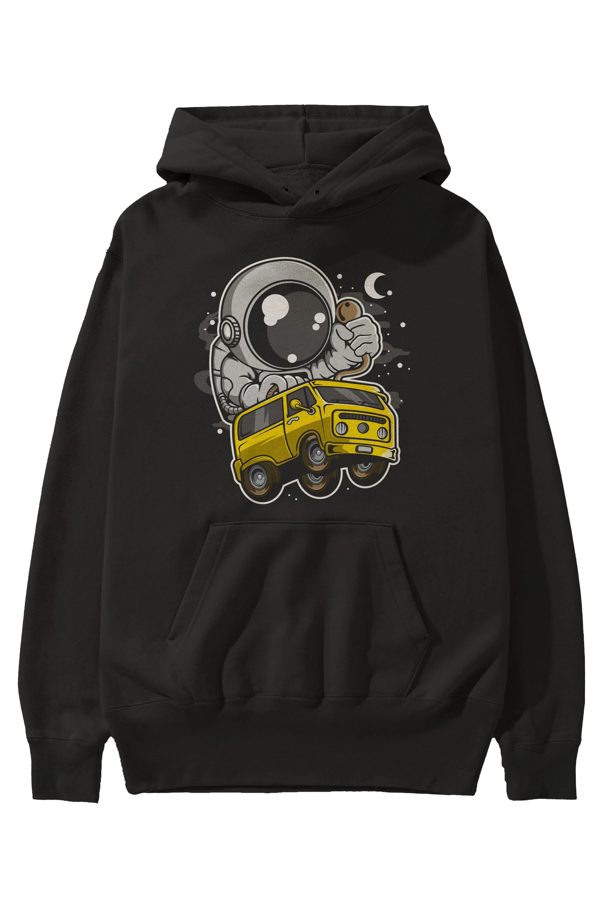Astronaut Car Racer Ön Baskılı Hoodie Oversize Kapüşonlu Sweatshirt Erkek Kadın Unisex