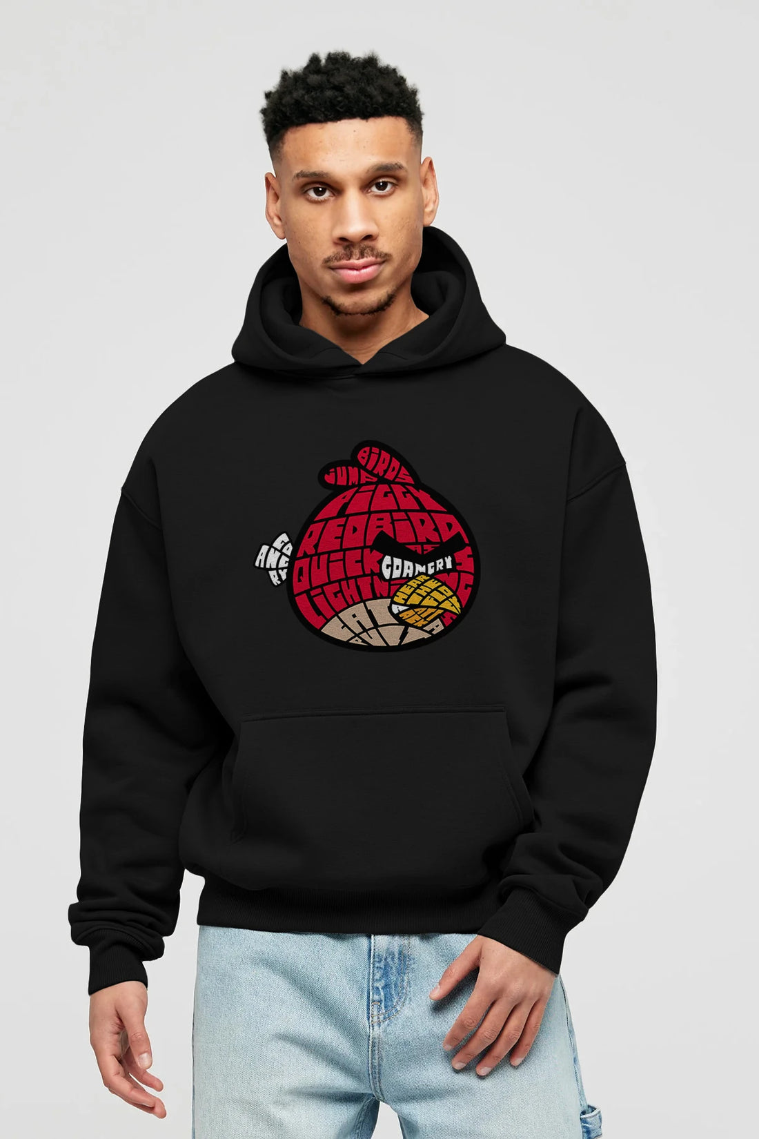 Bird With Anger Ön Baskılı Hoodie Oversize Kapüşonlu Sweatshirt Erkek Kadın Unisex