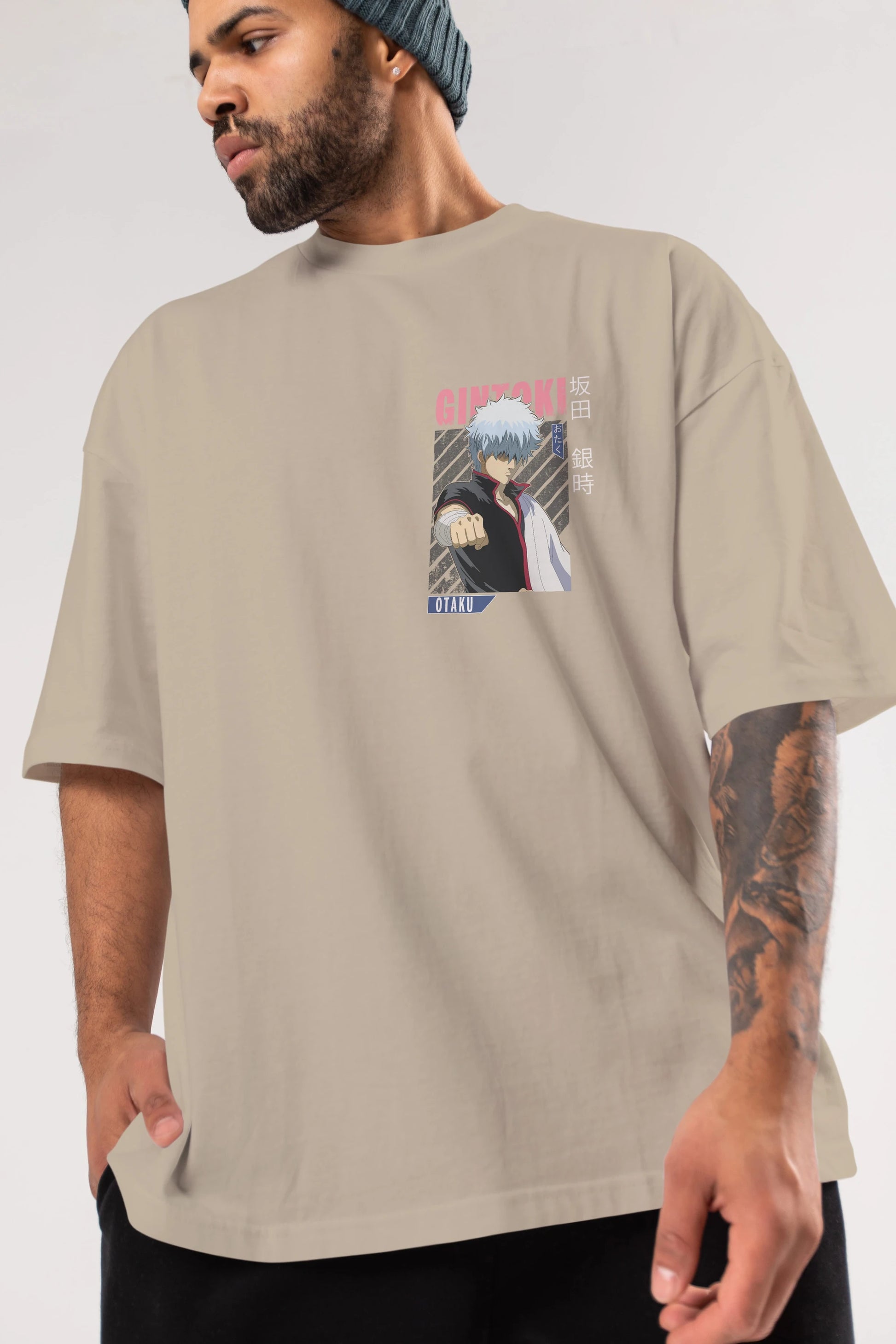 Gintoki Sakata GINTAMA 2 Ön Sol Baskılı Oversize t-shirt Erkek Kadın Unisex %100 Pamuk Bisiklet Yaka tişort