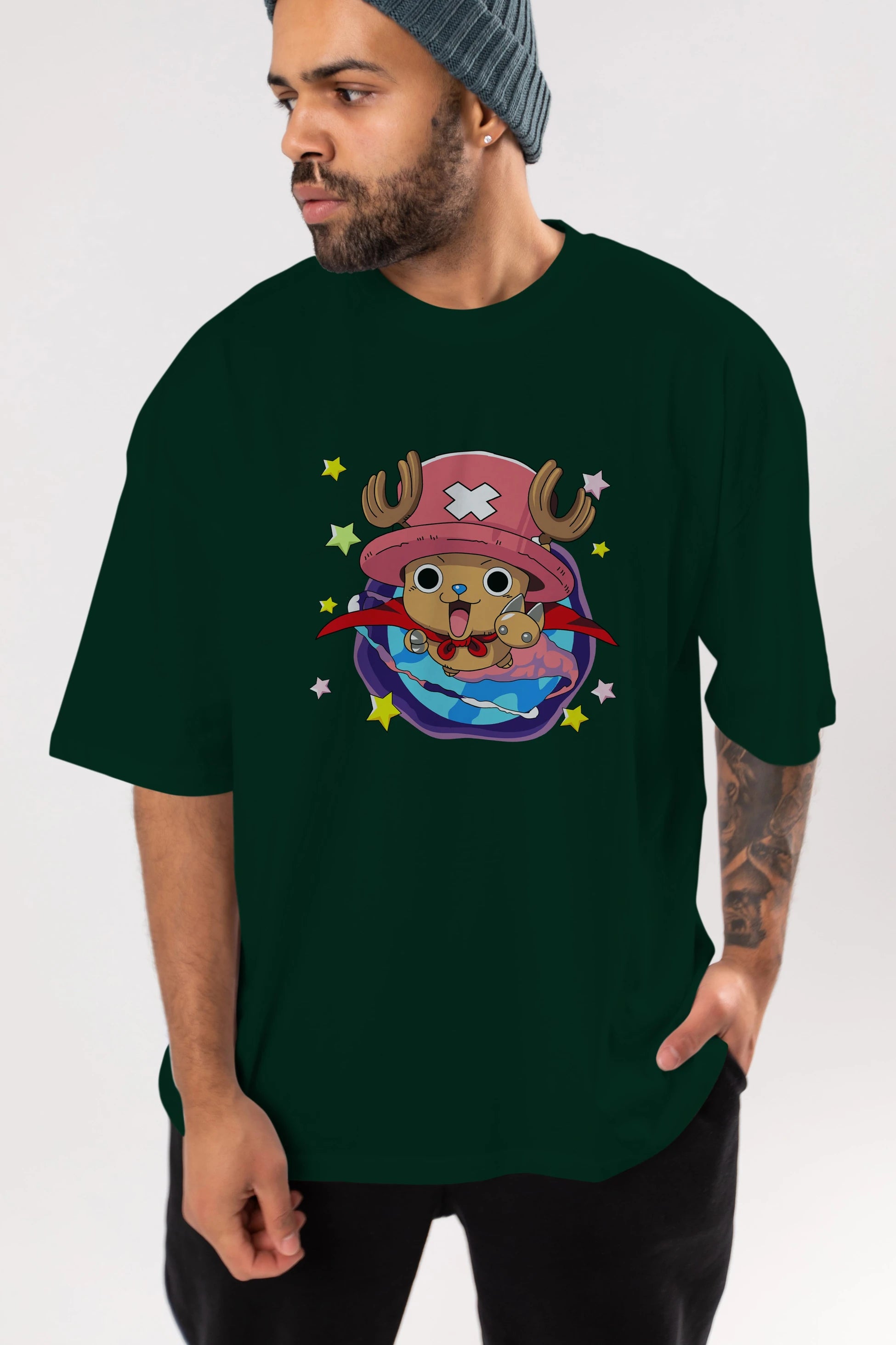 Tony Tony Chopper Anime Ön Baskılı Oversize t-shirt Erkek Kadın Unisex