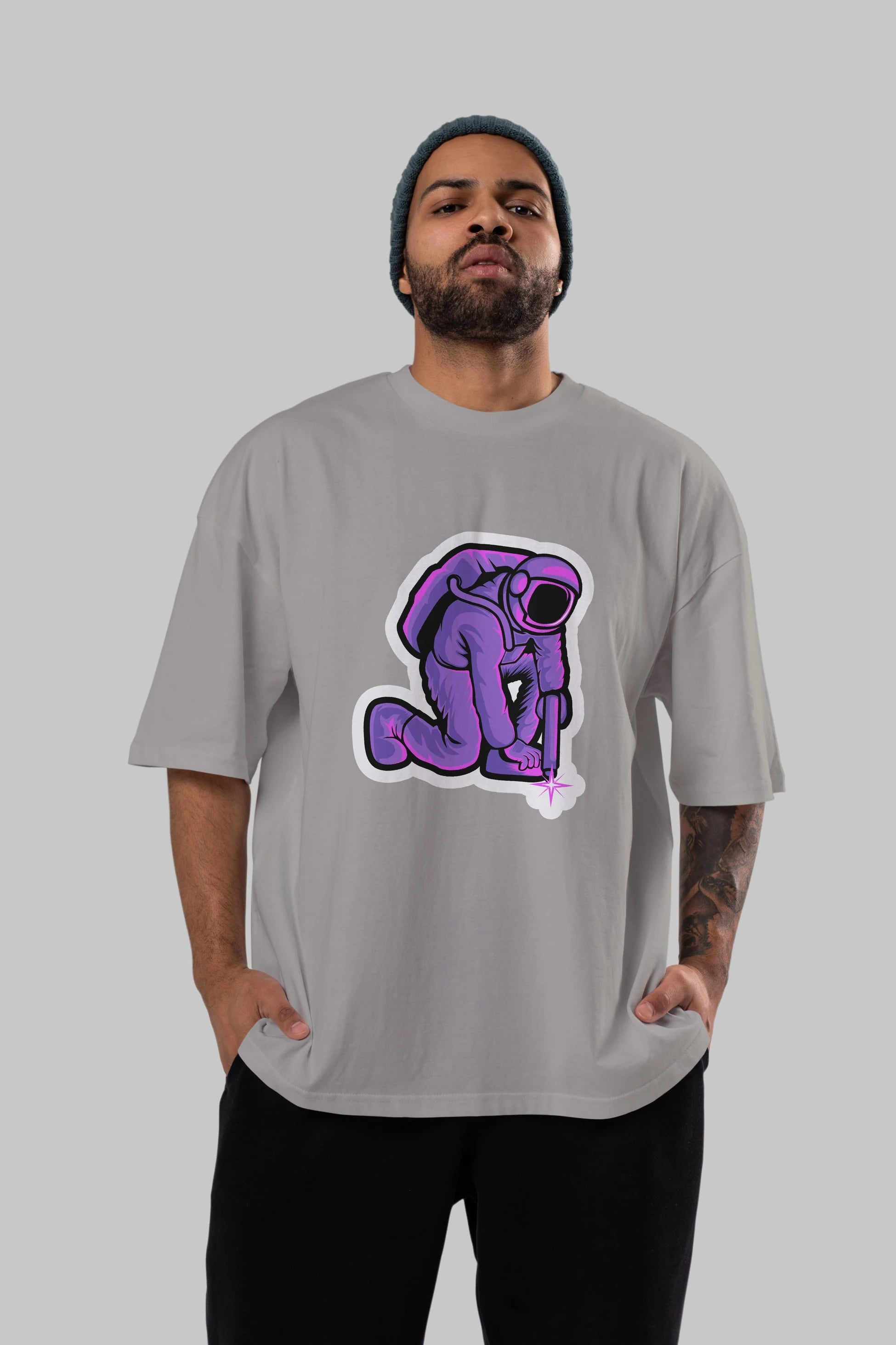 Welding in Space Sticker Ön Baskılı Oversize t-shirt Erkek Kadın Unisex