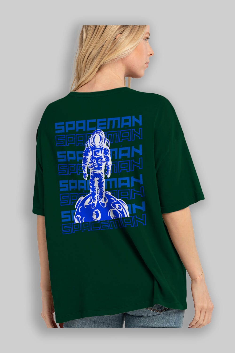 Spaceman Yazılı Arka Baskılı Oversize t-shirt Erkek Kadın Unisex