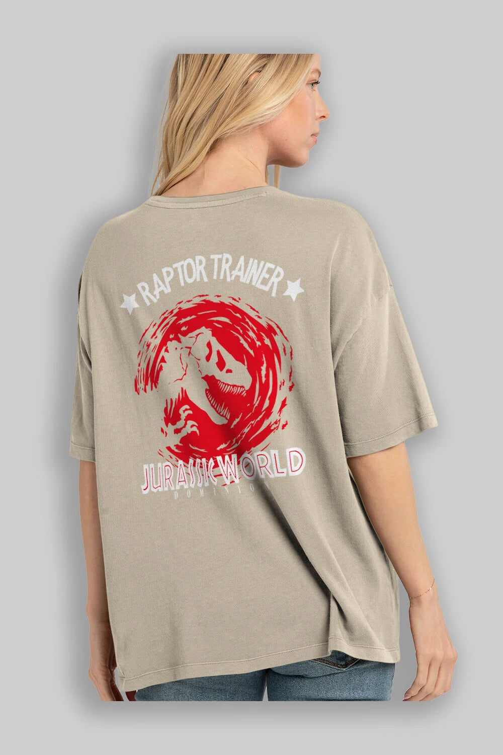 Jurassic Park (3) Arka Baskılı Oversize t-shirt Erkek Kadın Unisex %100 Pamuk Bisiklet Yaka tişort