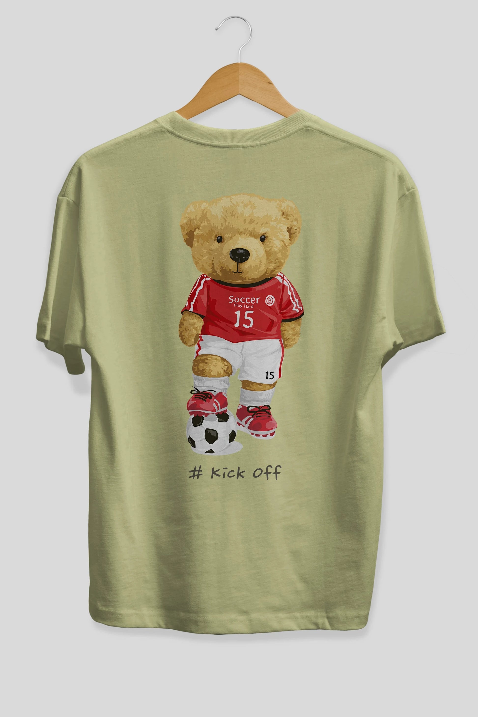 Teddy Bear Kick Off Arka Baskılı Oversize t-shirt Erkek Kadın Unisex %100 Pamuk