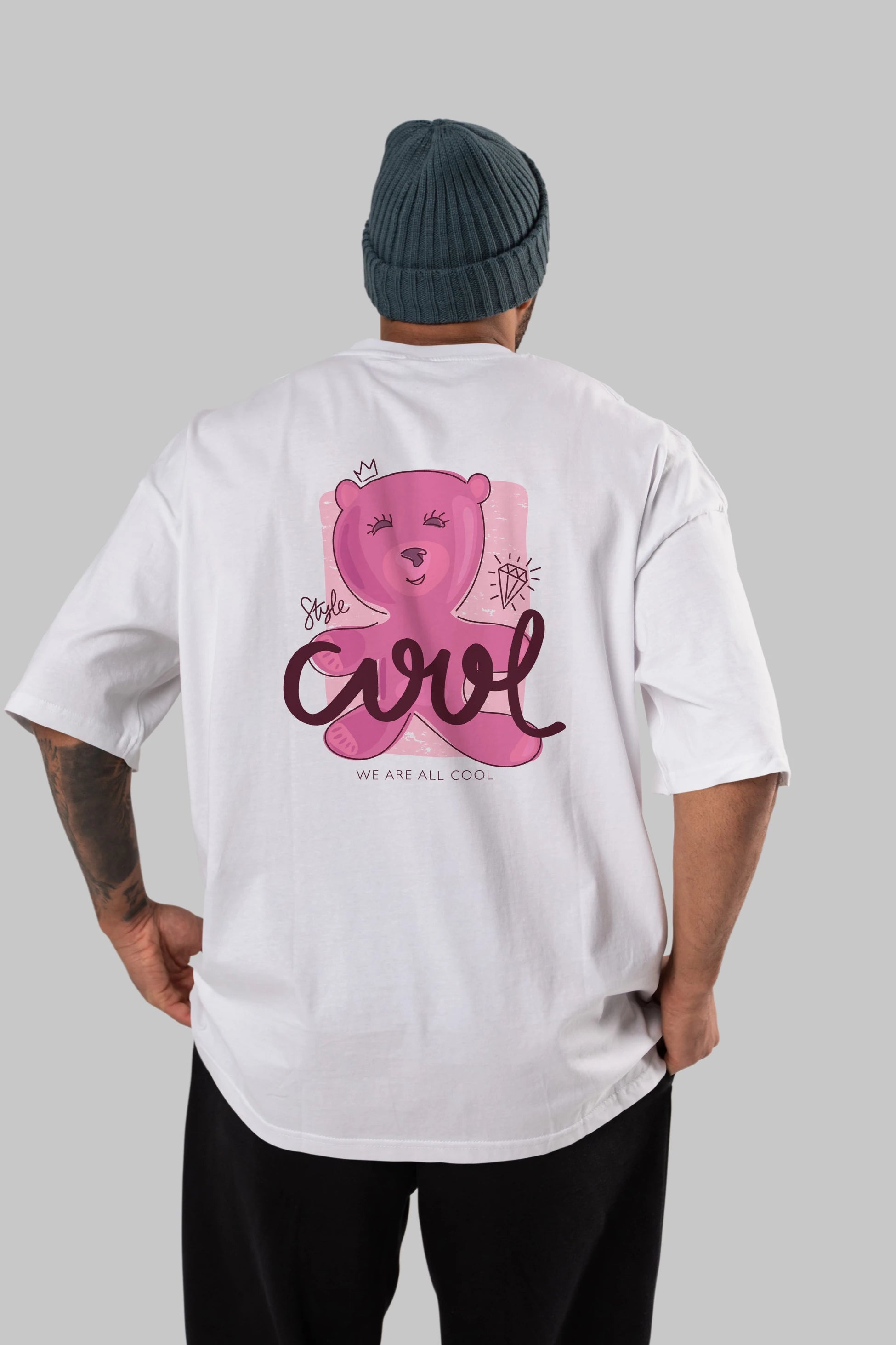 Cool Style Bear Arka Baskılı Oversize t-shirt Erkek Kadın Unisex