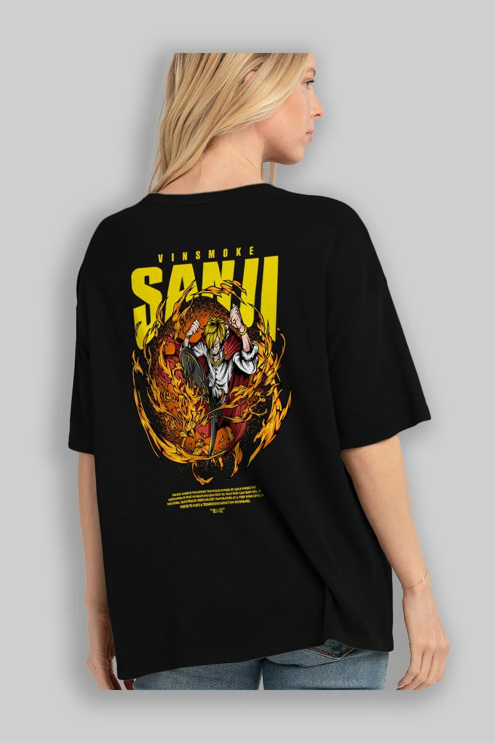 Vinsmoke Sanji Anime Arka Baskılı Oversize t-shirt Erkek Kadın Unisex