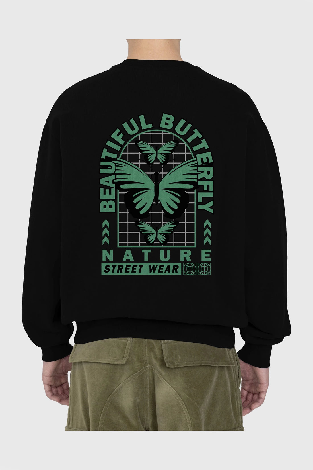 Beautiful Butterfly Arka Baskılı Oversize Sweatshirt Erkek Kadın Unisex