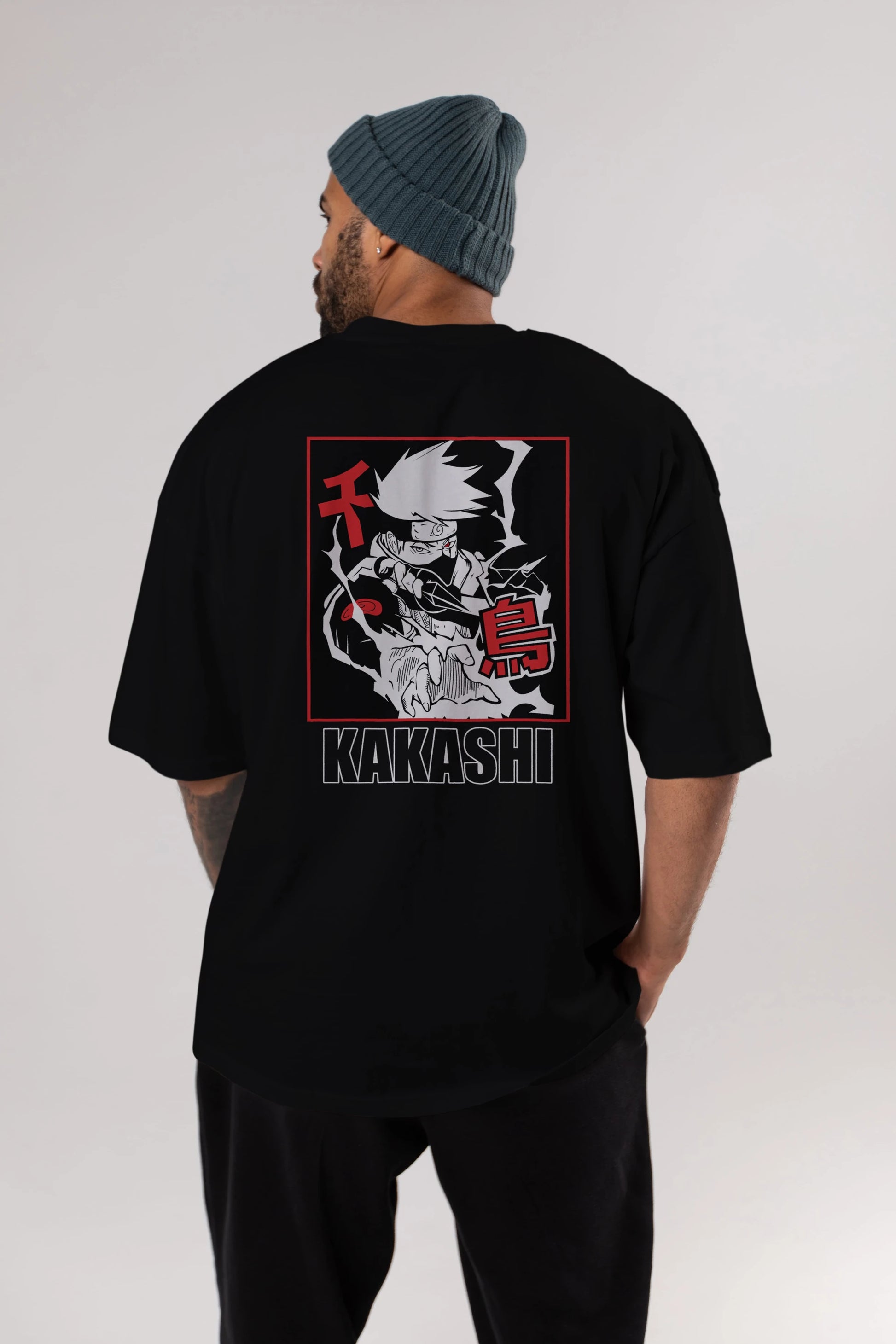 KAKASHI HATAKE NARUTO Anime Arka Baskılı Oversize t-shirt Erkek Kadın Unisex