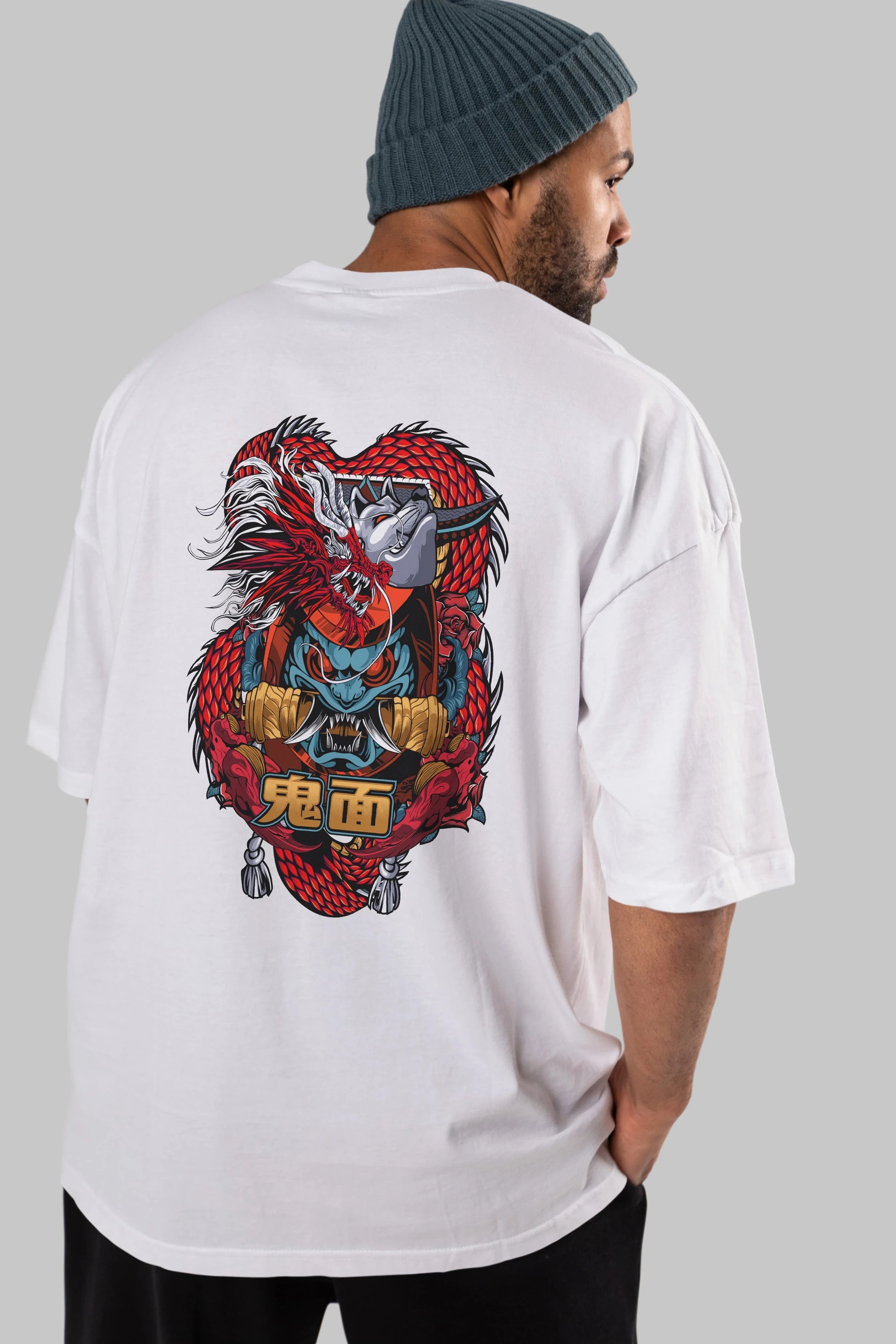 TRIBAL Anime Arka Baskılı Oversize t-shirt Erkek Kadın Unisex