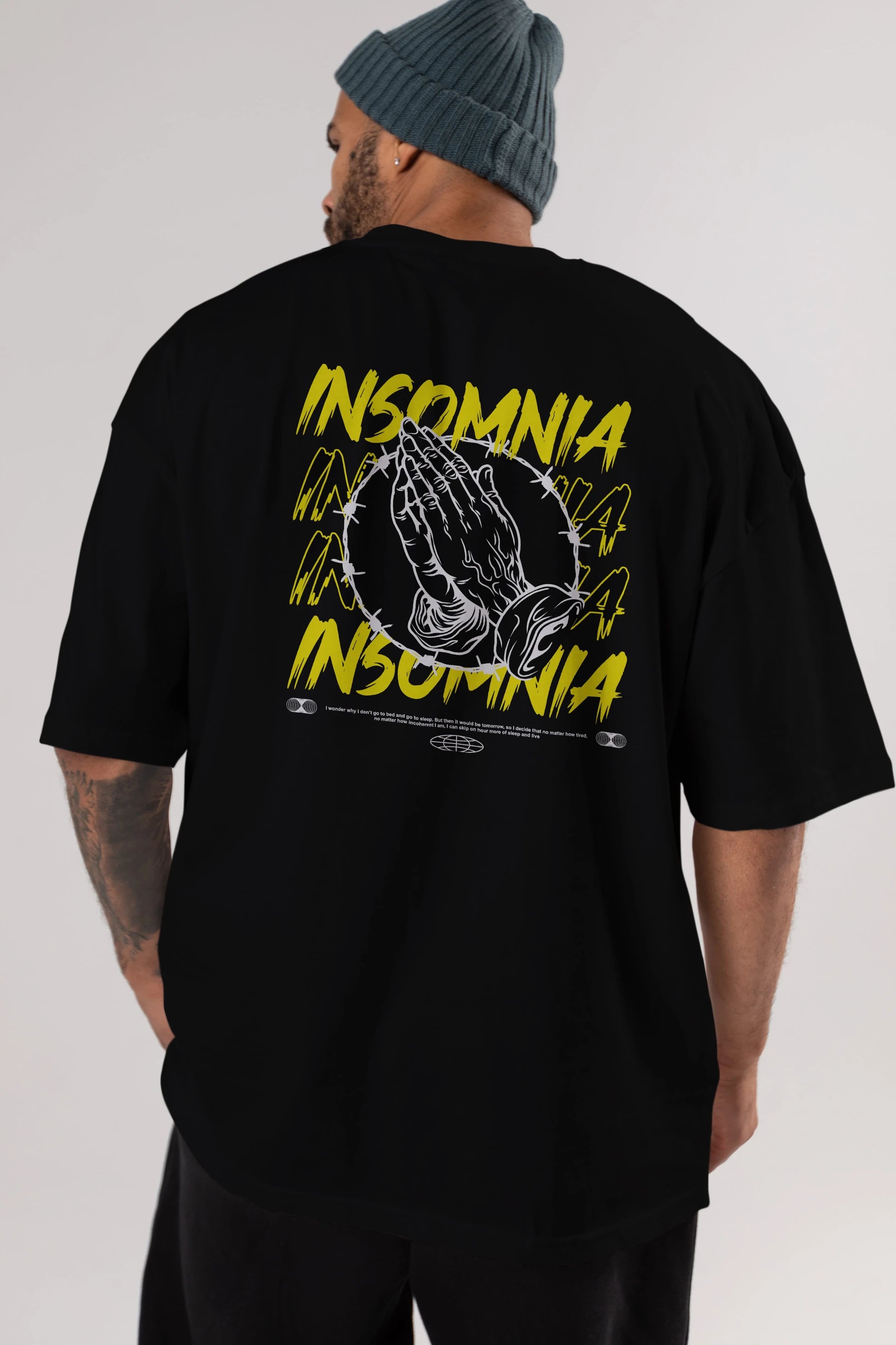 Insomnia Streetwear Arka Baskılı Oversize t-shirt Erkek Kadın Unisex
