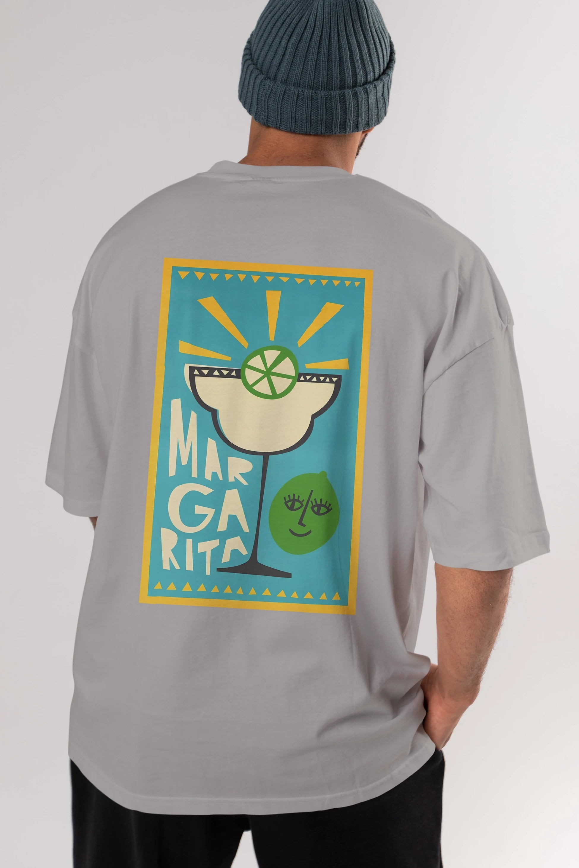 Margarita 4 Arka Baskılı Oversize t-shirt Erkek Kadın Unisex %100 Pamuk Bisiklet Yaka tişort