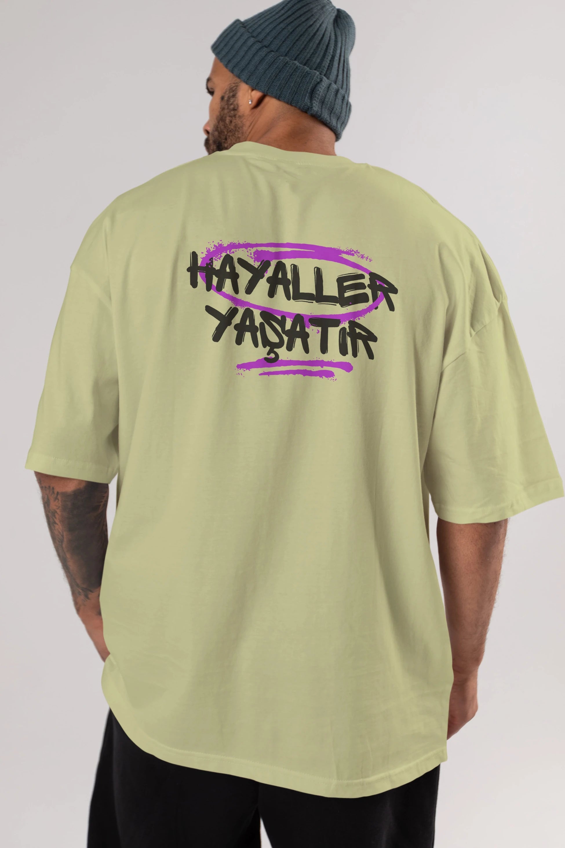 Hayaller Yaşatır Arka Baskılı Oversize t-shirt Erkek Kadın Unisex