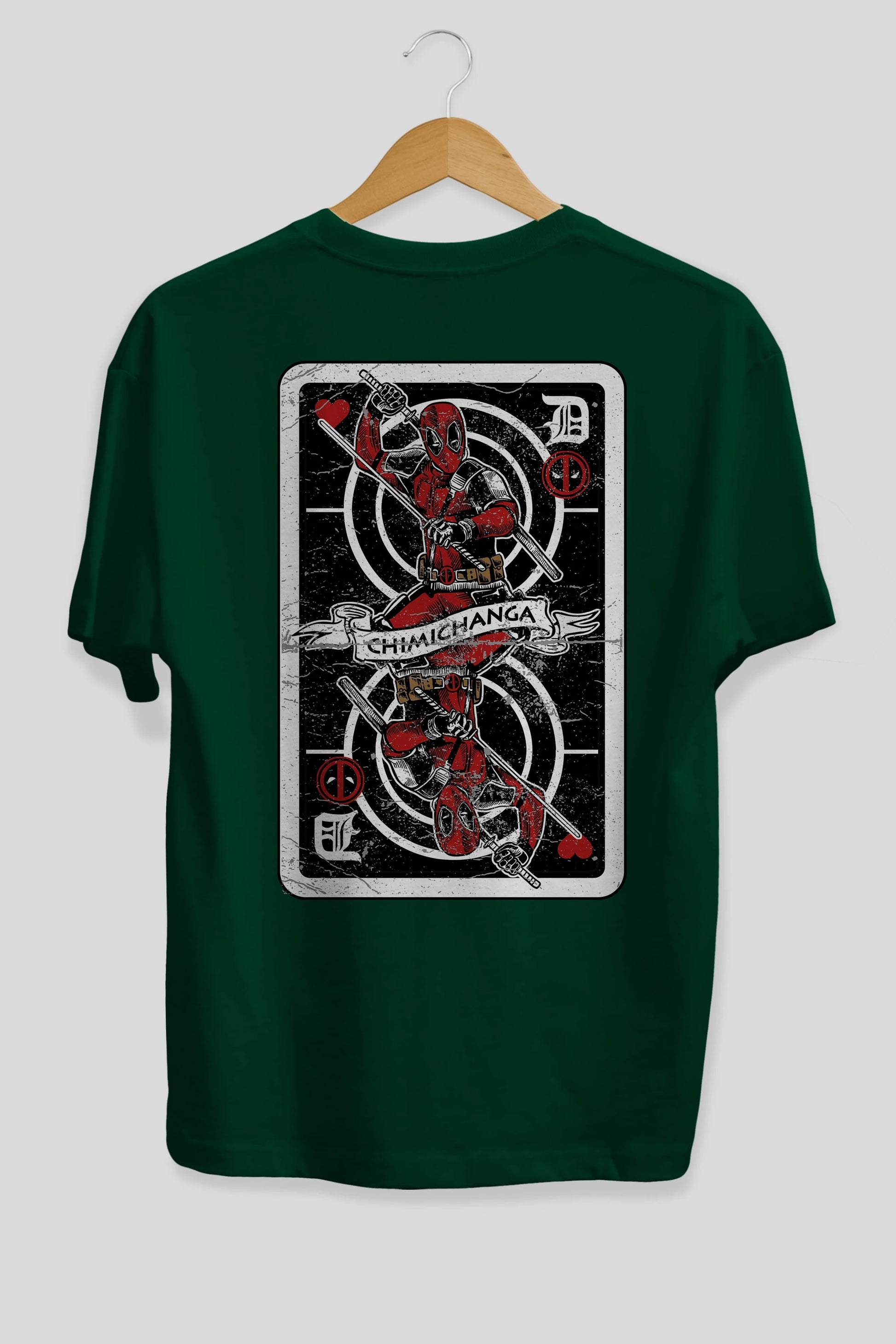 Deadpool Card Arka Baskılı Oversize t-shirt Erkek Kadın Unisex %100 Pamuk