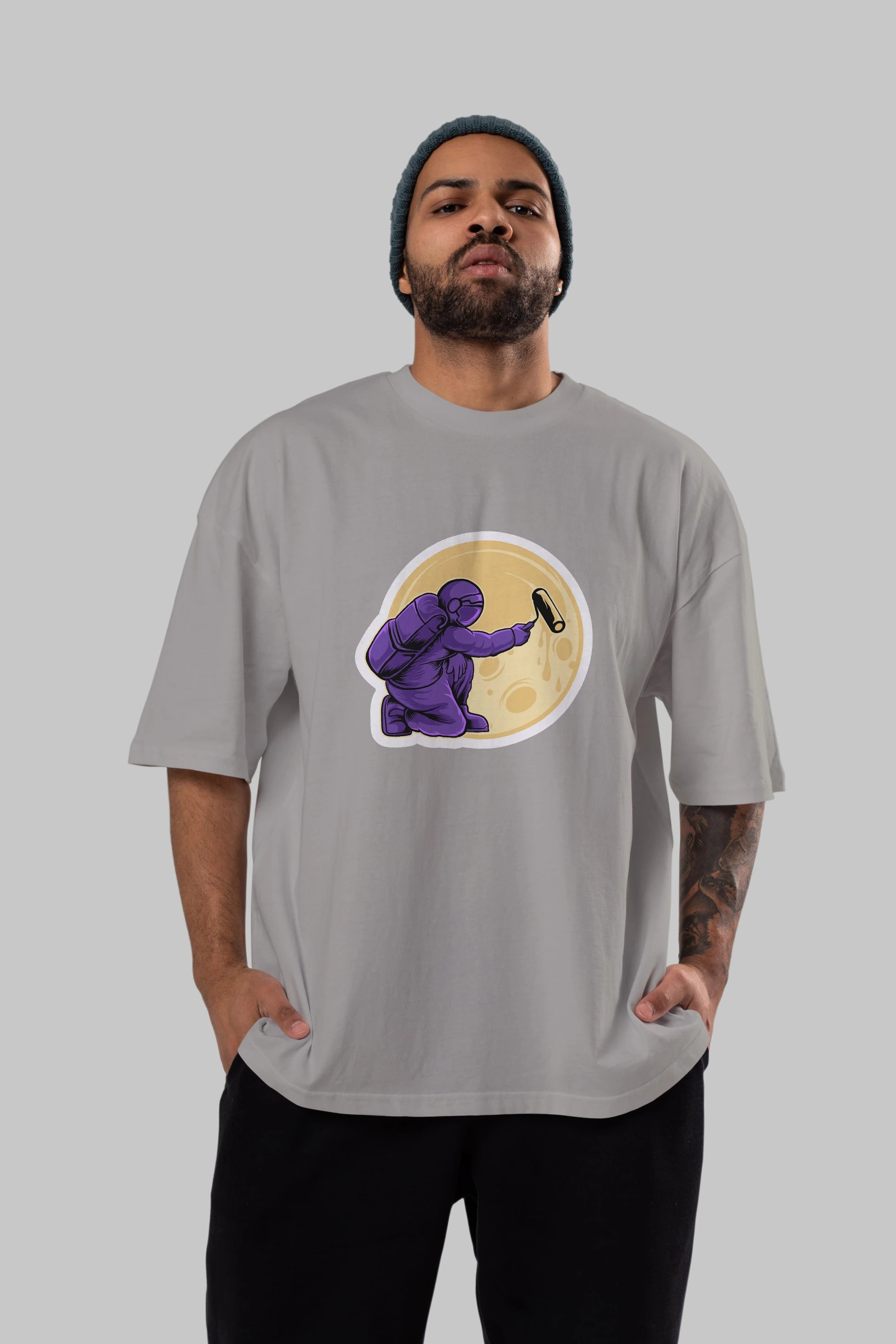 Astropaint Sticker Ön Baskılı Oversize t-shirt Erkek Kadın Unisex