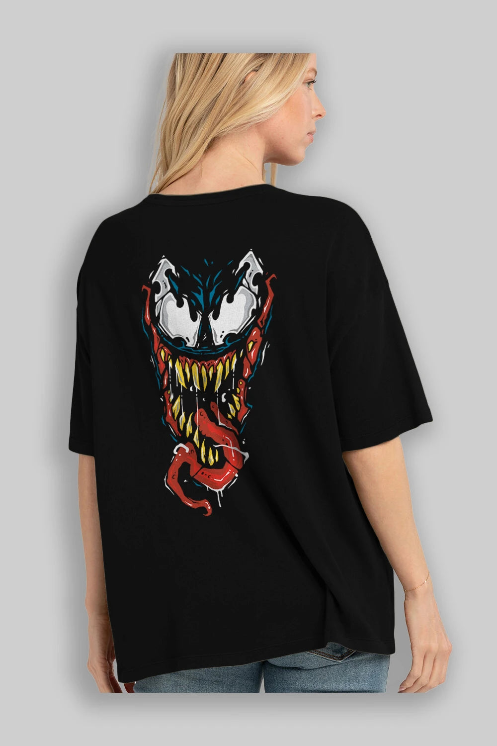 Venom (15) Arka Baskılı Oversize t-shirt Erkek Kadın Unisex %100 Pamuk Bisiklet Yaka tişort