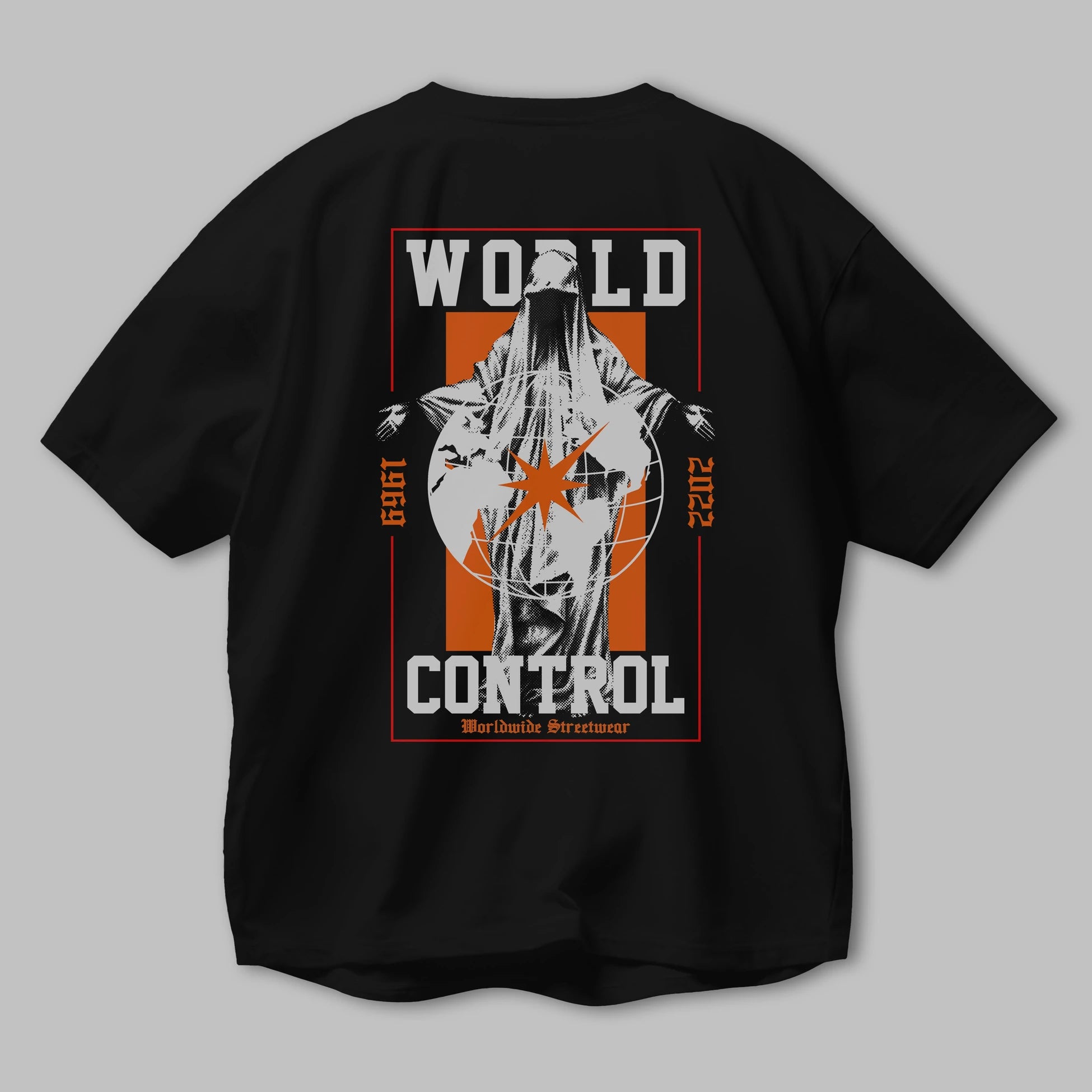 World Control Arka Baskılı Oversize t-shirt Erkek Kadın Unisex