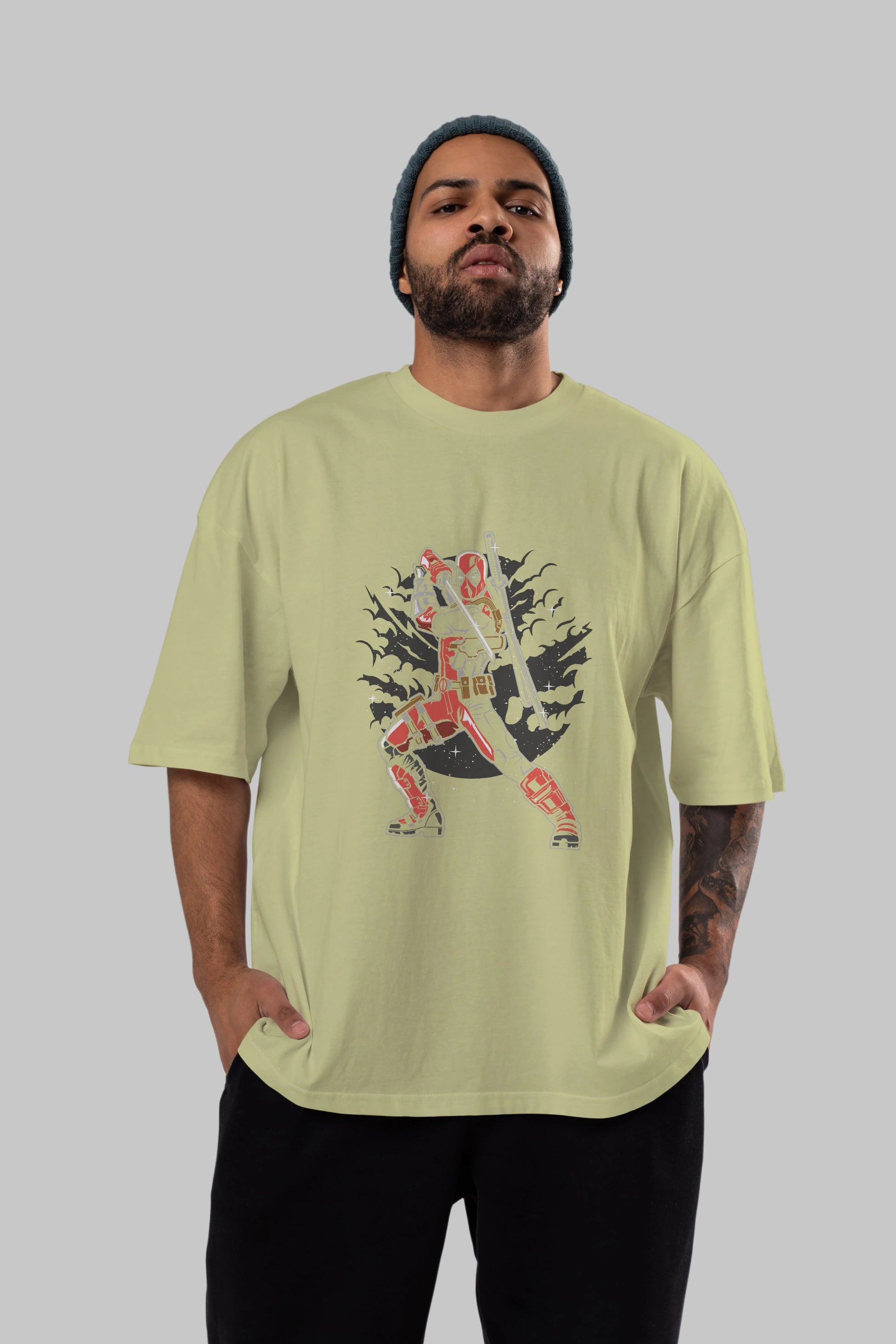 Deadpool Ön Baskılı Oversize t-shirt Erkek Kadın Unisex %100 Pamuk tişort