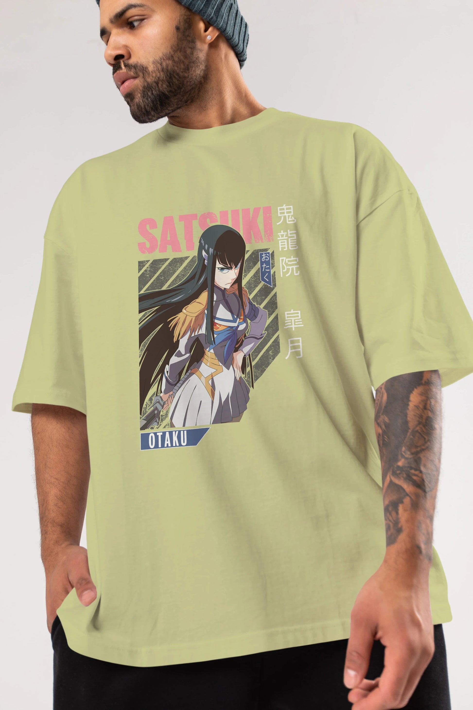 Satsuki Kiryuuin 8 Anime Ön Baskılı Oversize t-shirt %100 pamuk Erkek Kadın Unisex