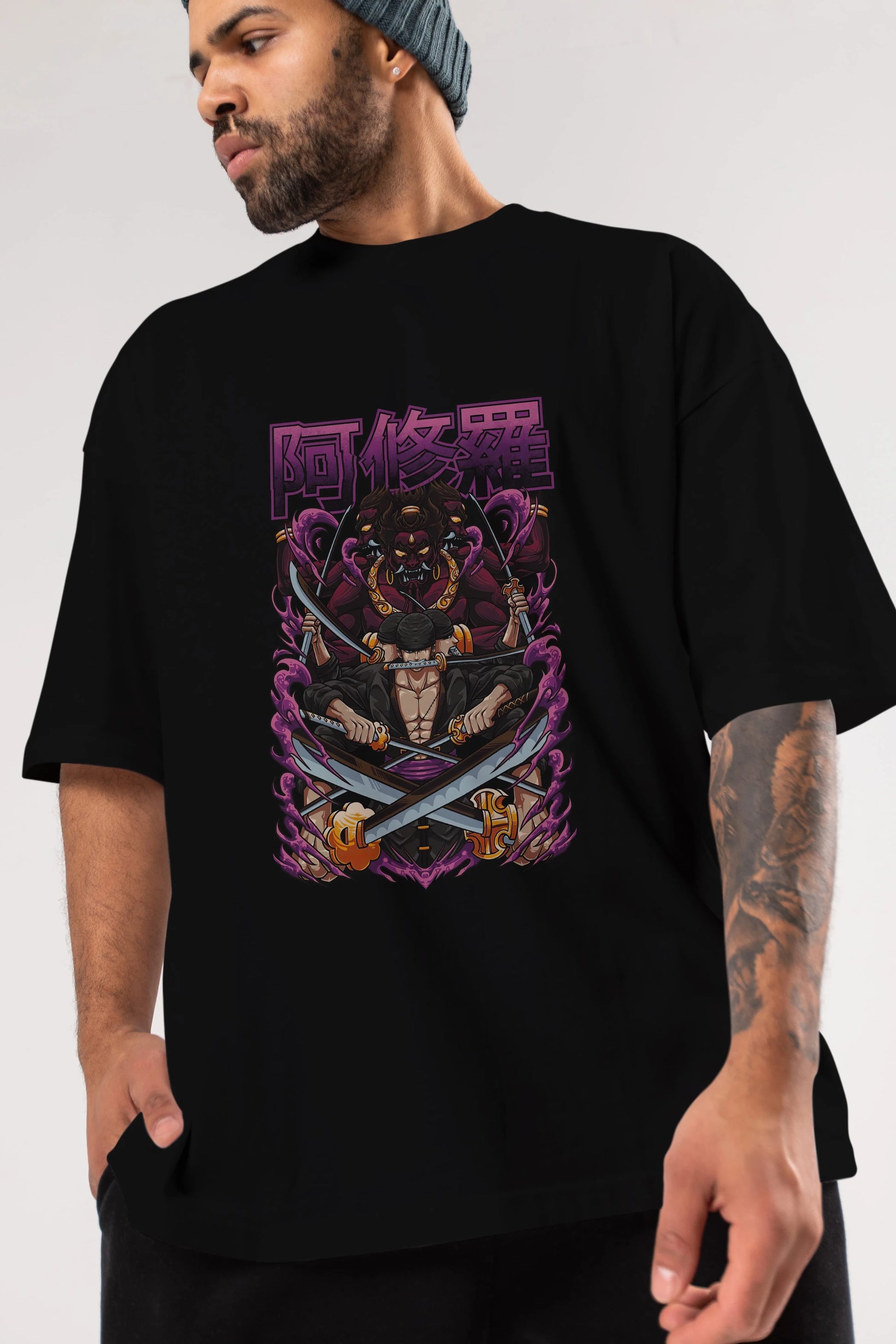 Roronoa Zoro 1 Anime Ön Baskılı Oversize t-shirt %100 pamuk Erkek Kadın Unisex