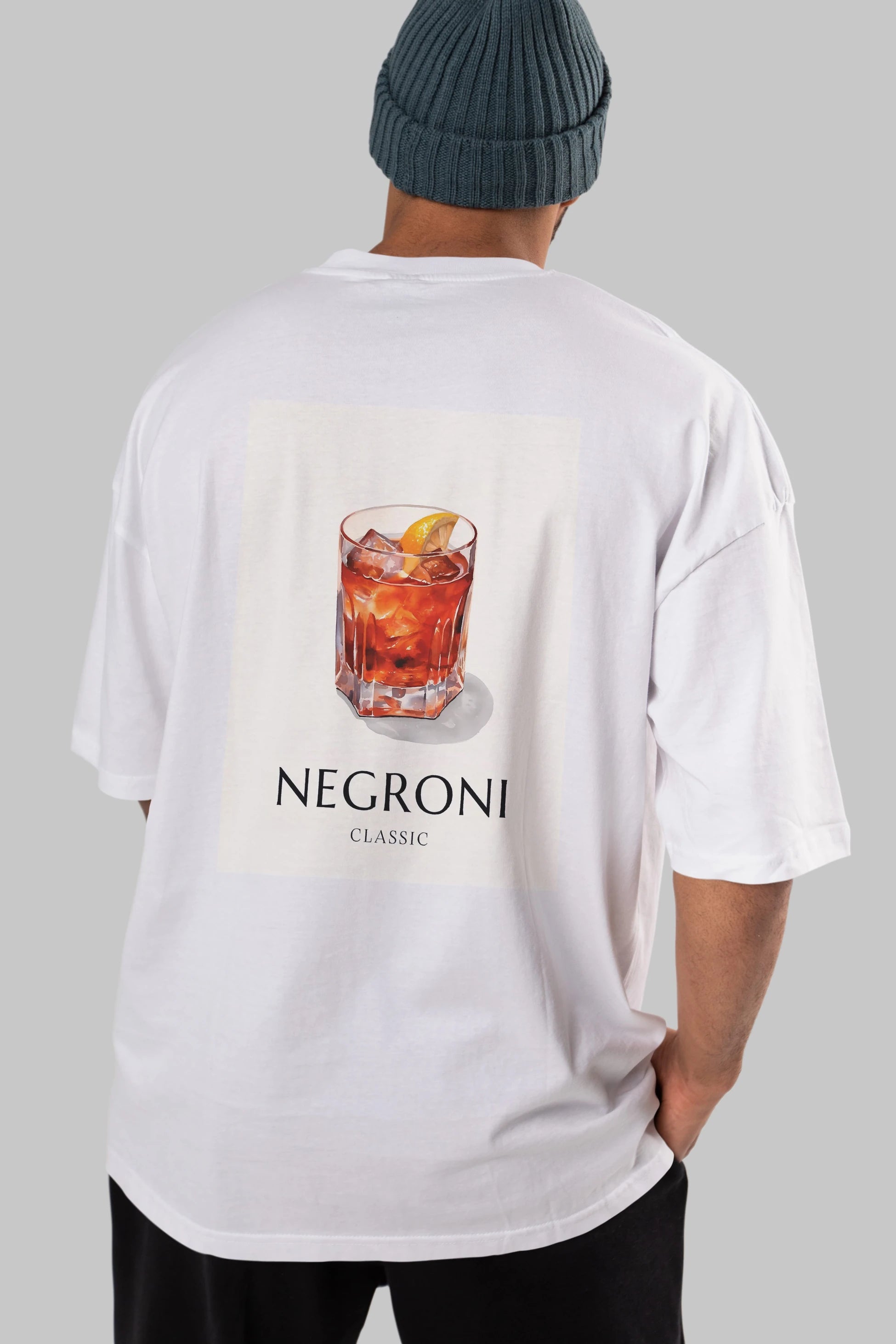 Negroni Classic Arka Baskılı Oversize t-shirt Erkek Kadın Unisex %100 Pamuk Bisiklet Yaka tişort