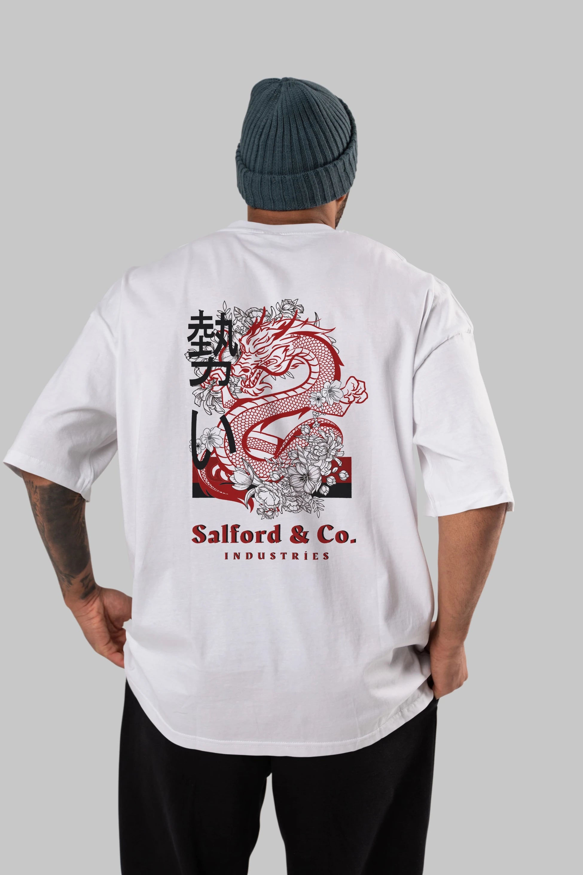 Dragon Arka Baskılı Oversize t-shirt Erkek Kadın Unisex